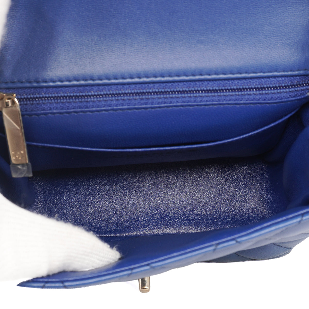 Chanel Classic Mini Square Flap Bag Lambskin Blue