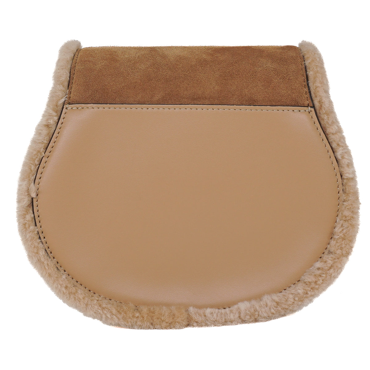 Chloé Marcie Small Saddle Bag Suede Calfskin Shearling Beige