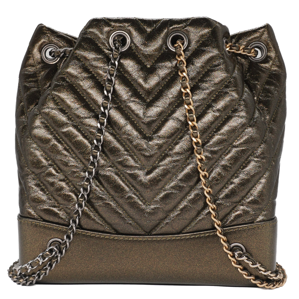 Chanel Gabrielle Small Backpack Aged Calfskin Bronze
