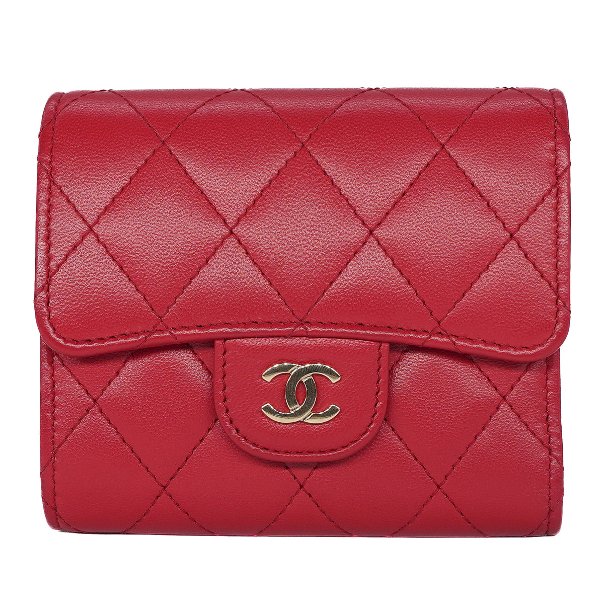 Chanel Flap Card Holder Caviar Red