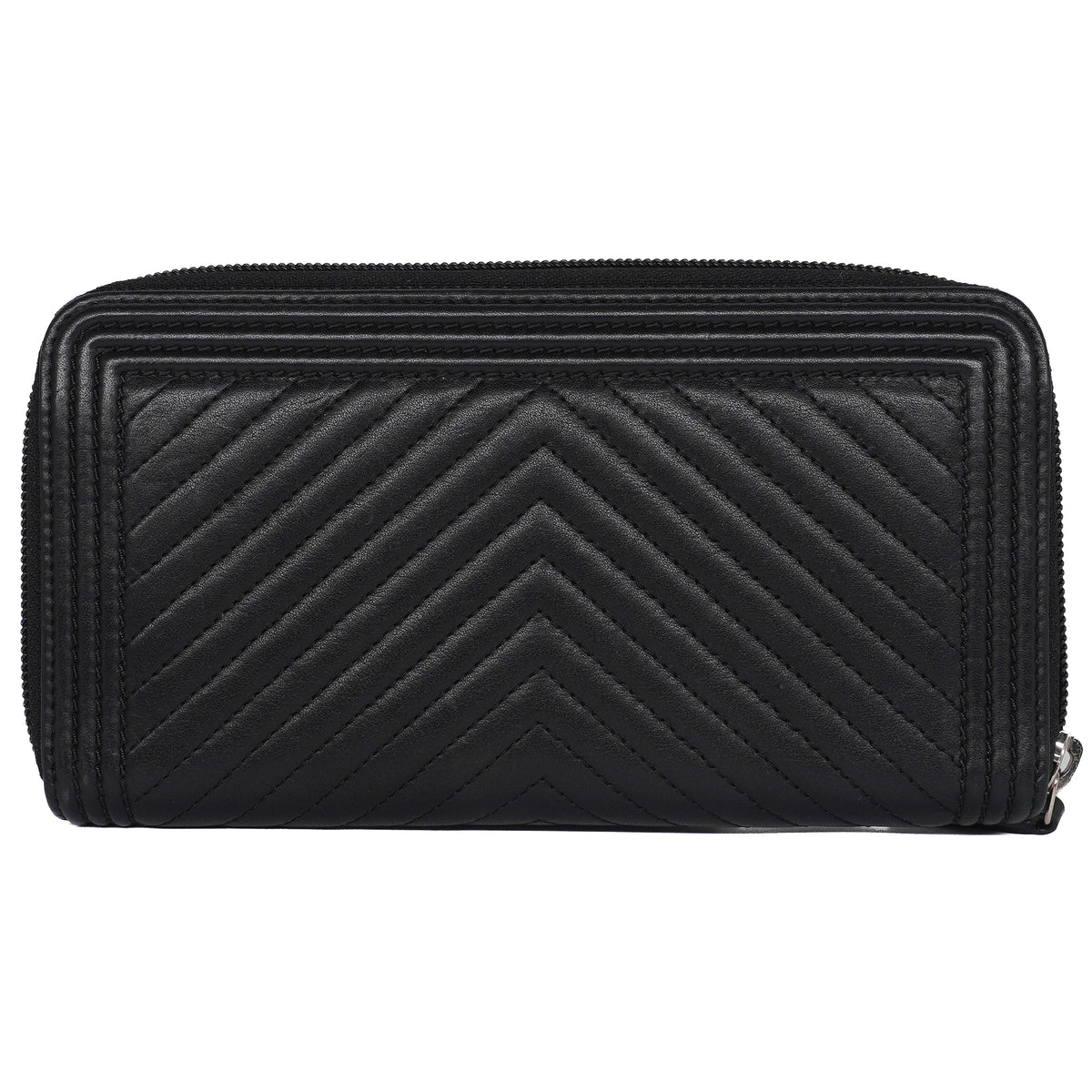 Chanel Boy Zip Around Wallet Lambskin Black