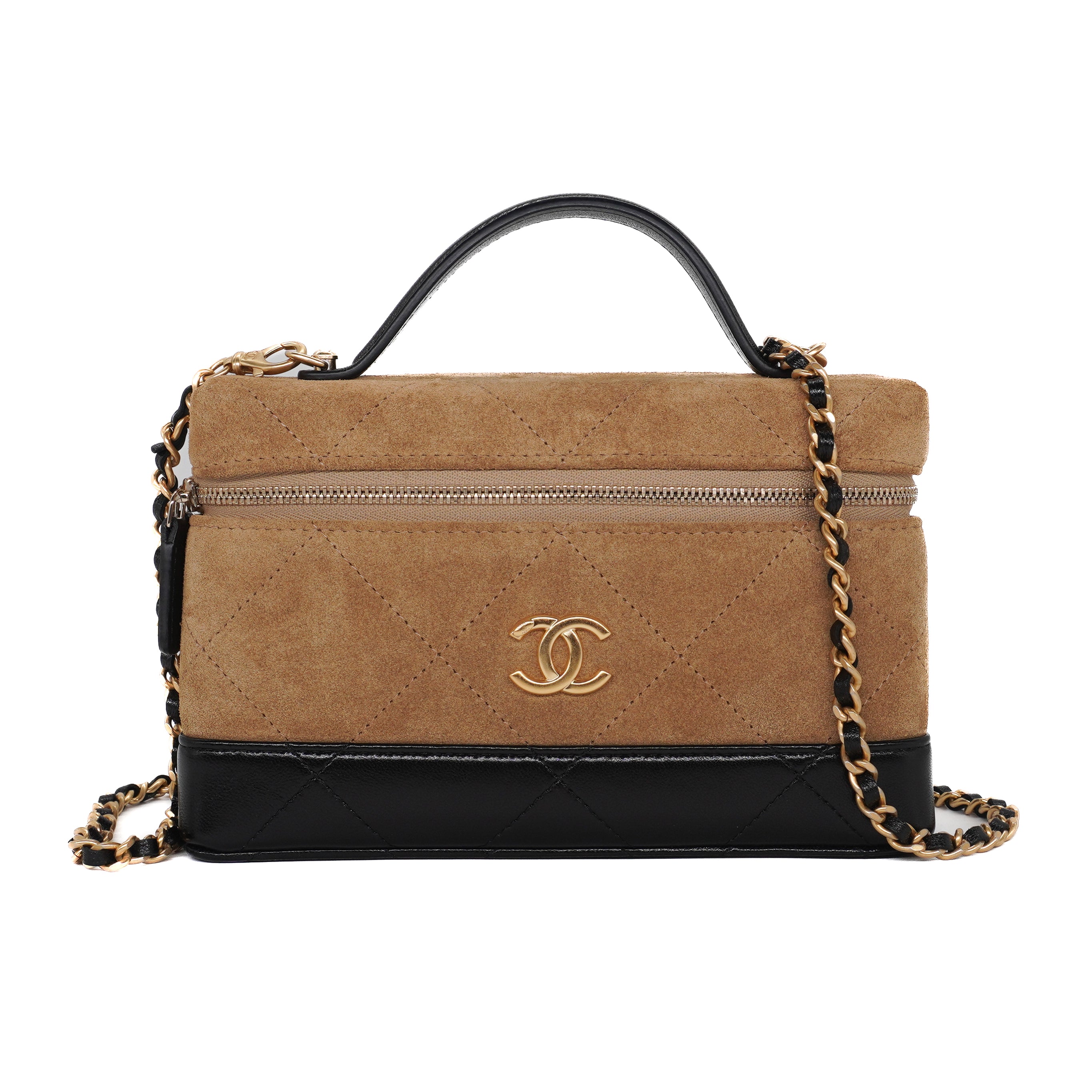 Chanel Suede Slim Vanity Case With Chain