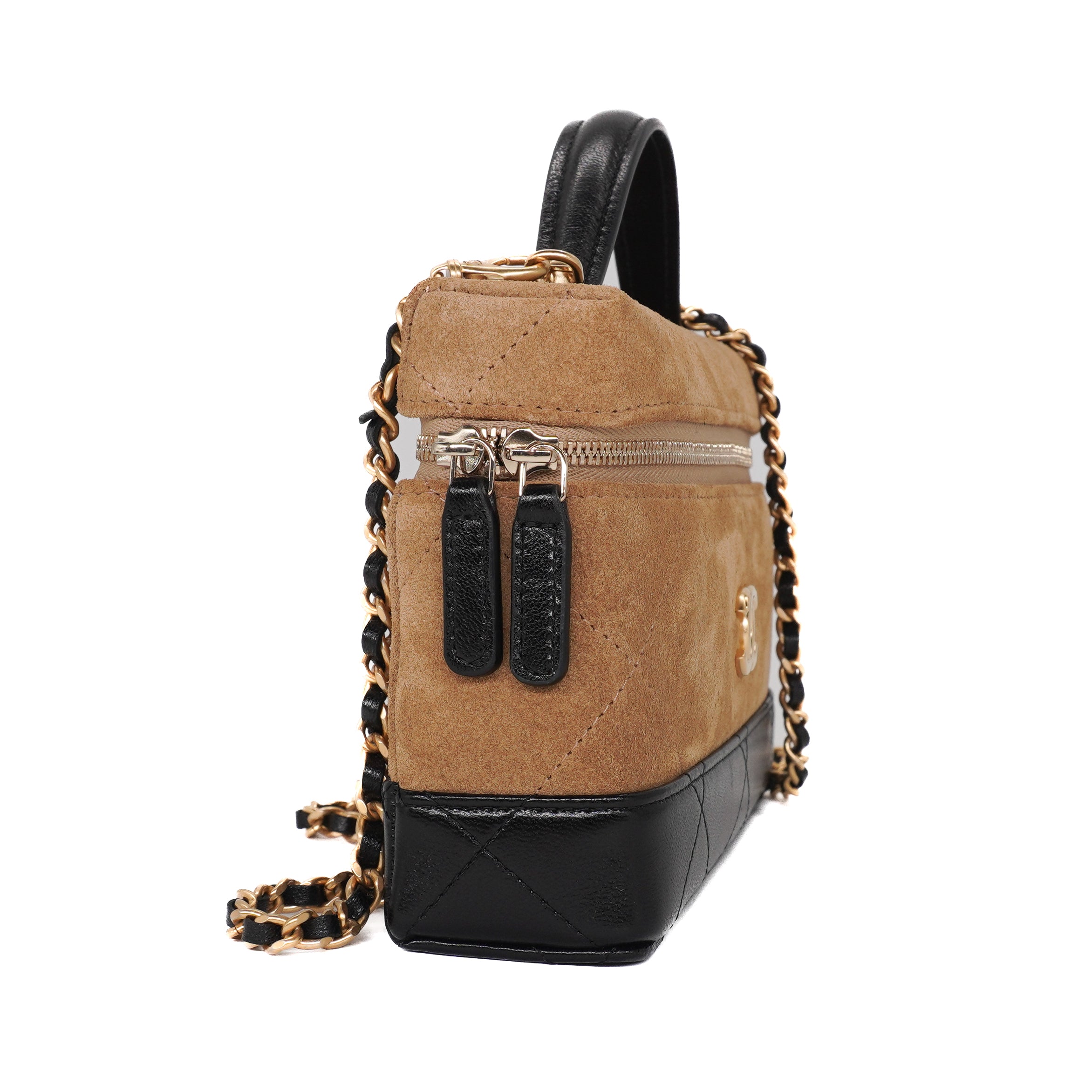 Chanel Suede Slim Vanity Case With Chain