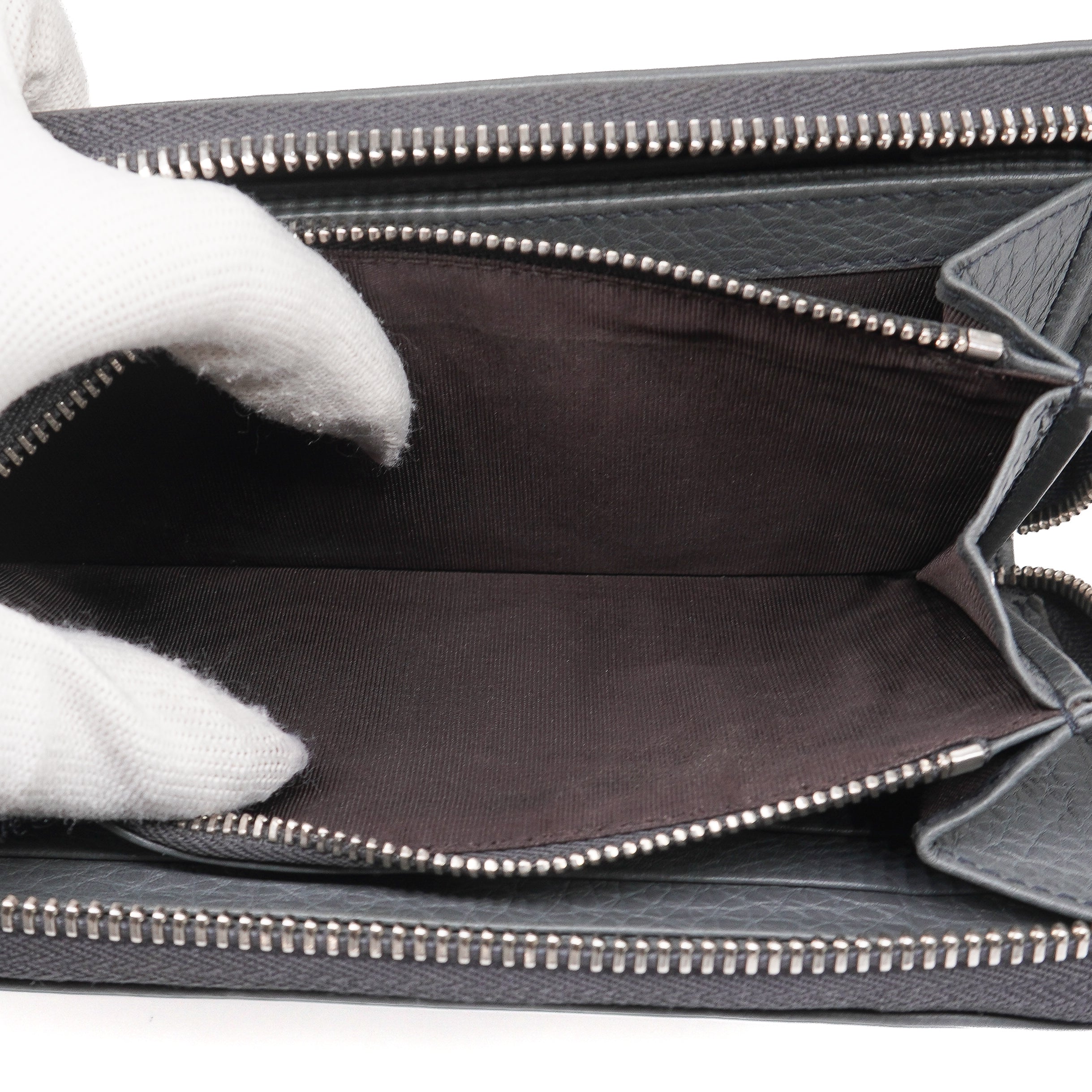 Gucci Grey Leather Long Zippy Wallet