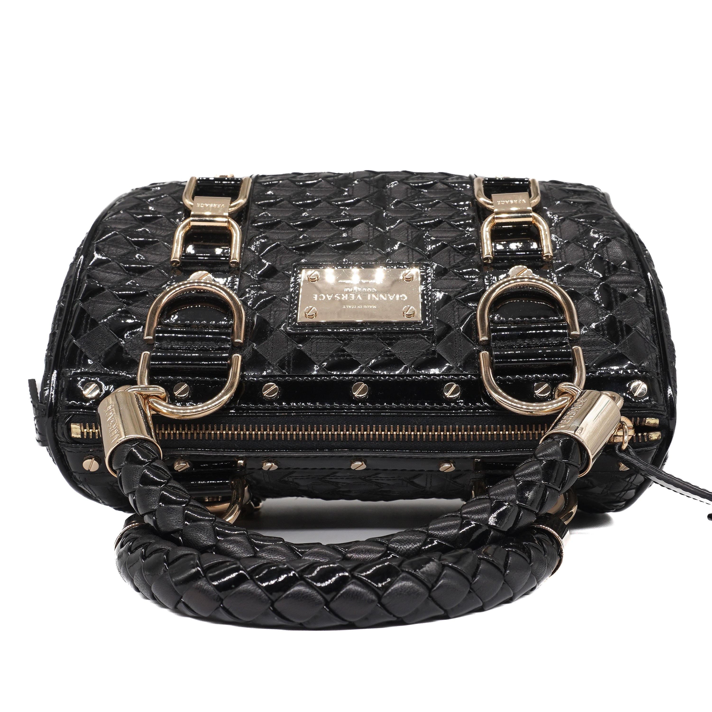 Gianni Versace Patent Leather Snap Out of It Bag