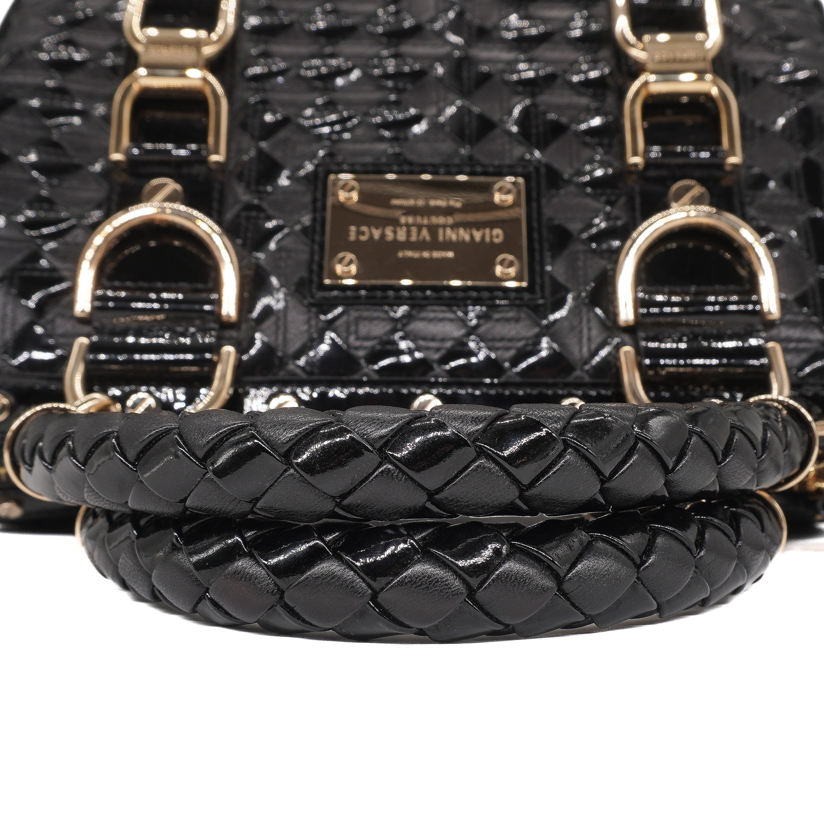 Gianni Versace Patent Leather Snap Out of It Bag