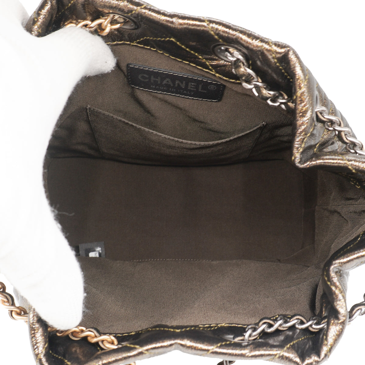 Chanel Gabrielle Small Backpack Aged Calfskin Bronze