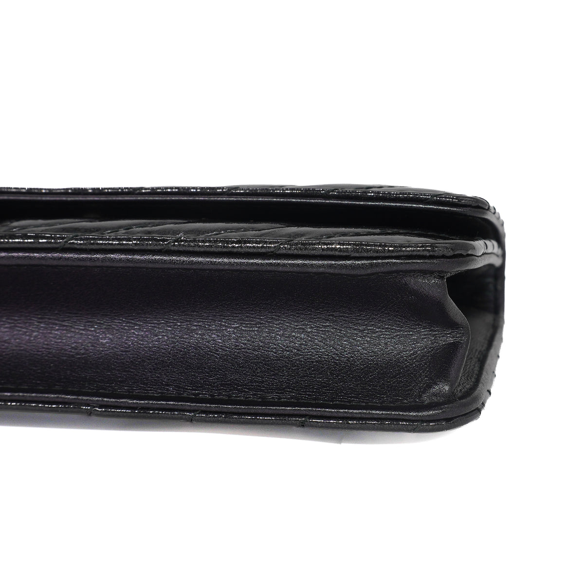 Chanel Wallet on Chain Crumpled Patent Calfskin SoBlack