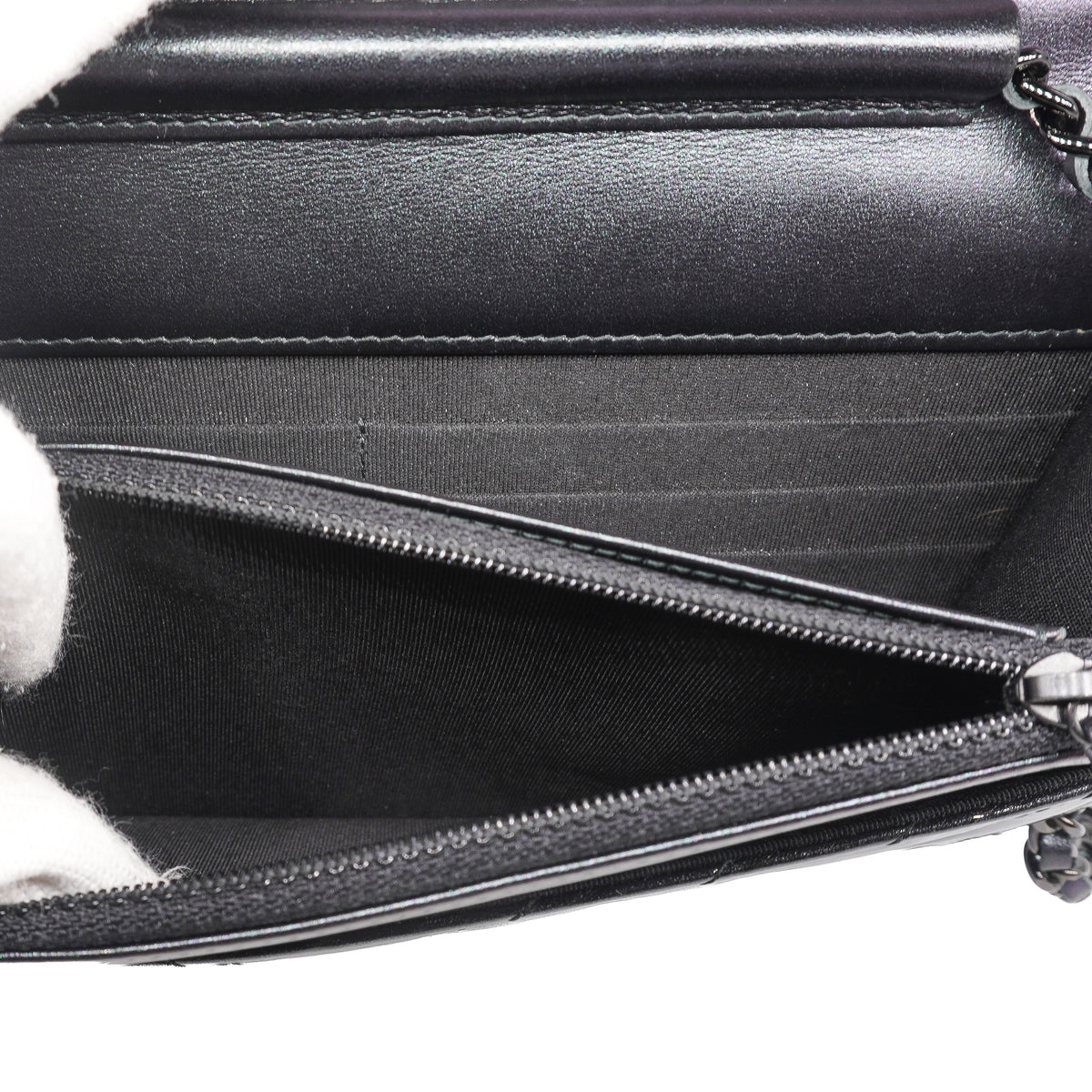 Chanel Wallet on Chain Crumpled Patent Calfskin SoBlack