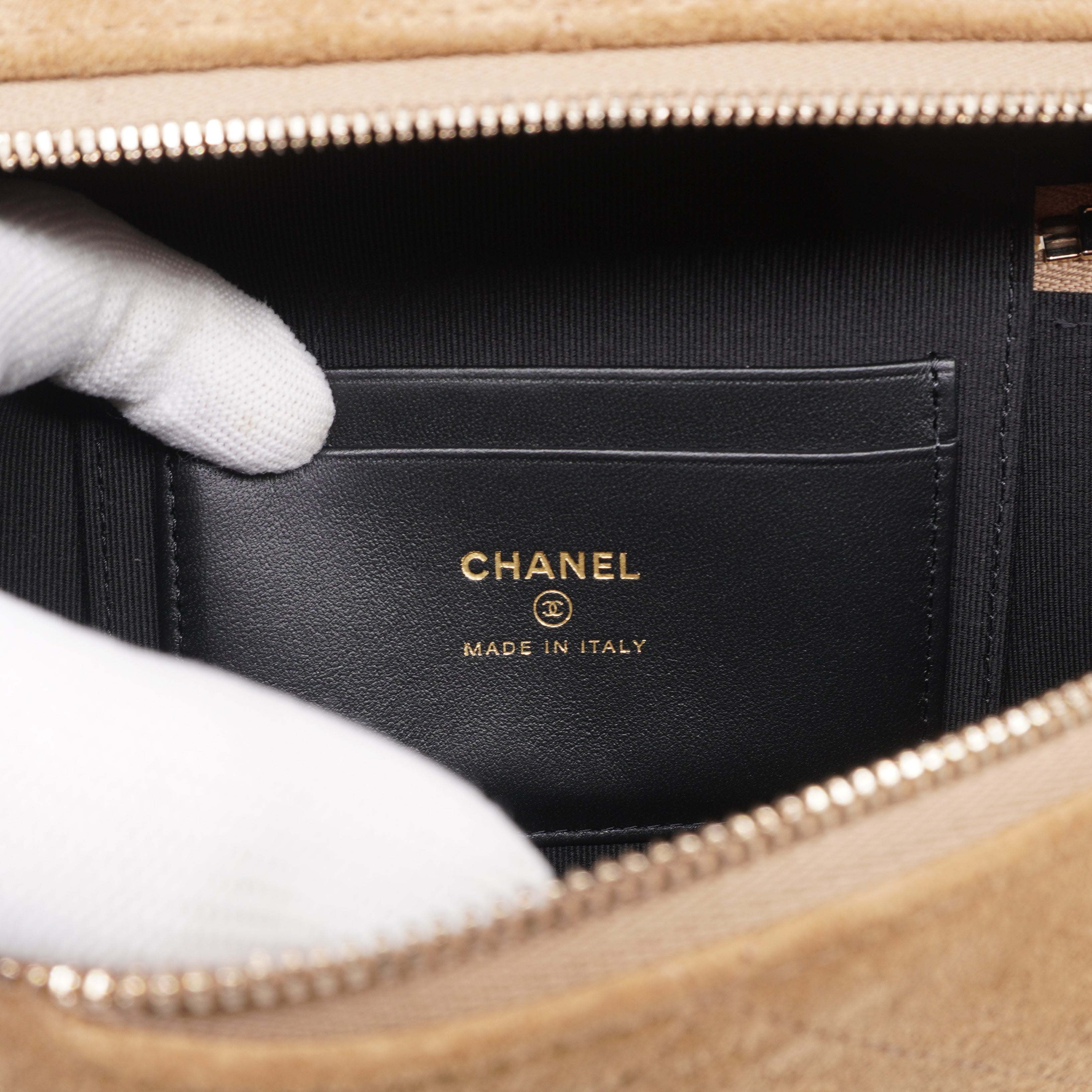 Chanel Suede Slim Vanity Case With Chain