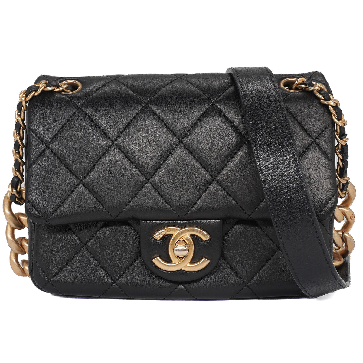 Chanel Mini Square Flap Bag Lambskin Black