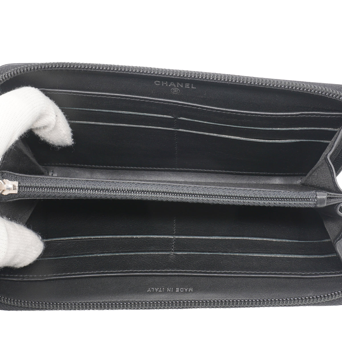 Chanel Boy Zip Around Wallet Lambskin Black