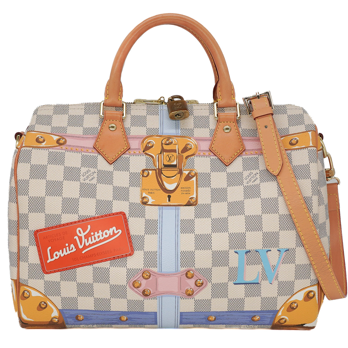 Louis Vuitton Speedy Bandoulière 30 Damier Azur Summer Trunks