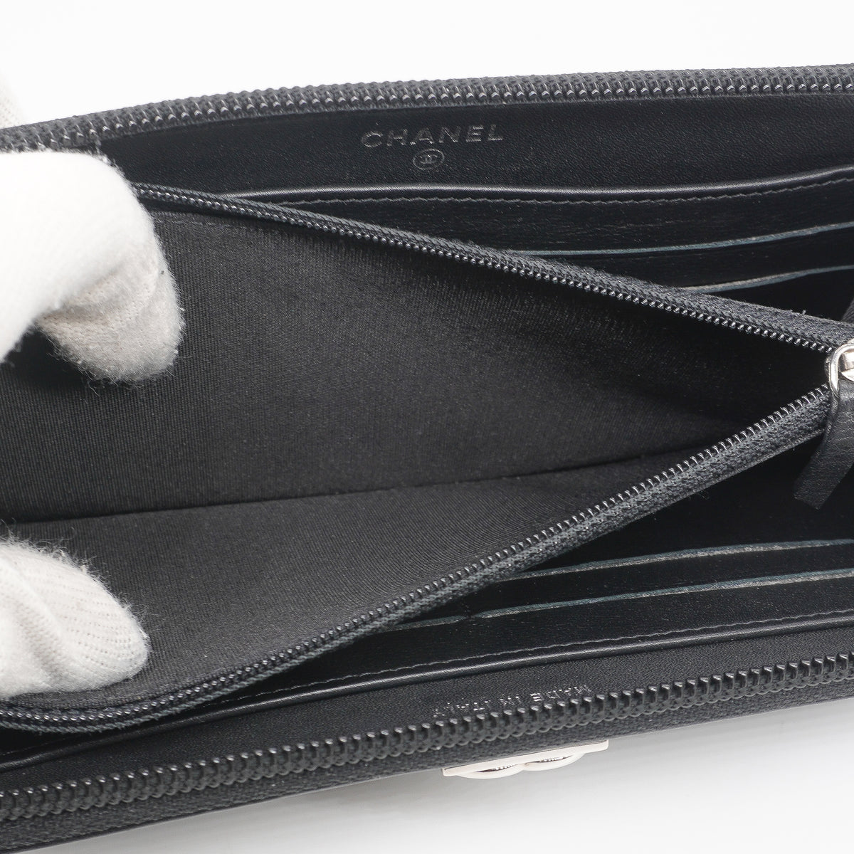 Chanel Boy Zip Around Wallet Lambskin Black