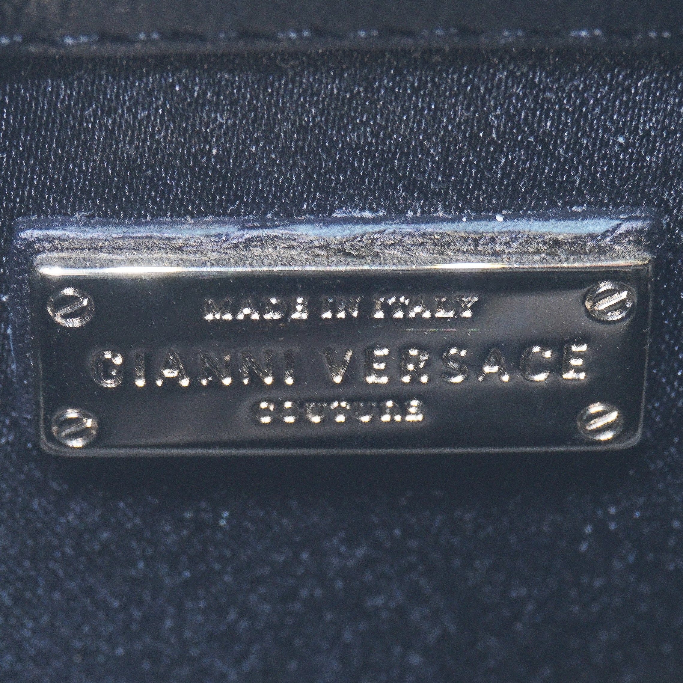 Gianni Versace Patent Leather Snap Out of It Bag