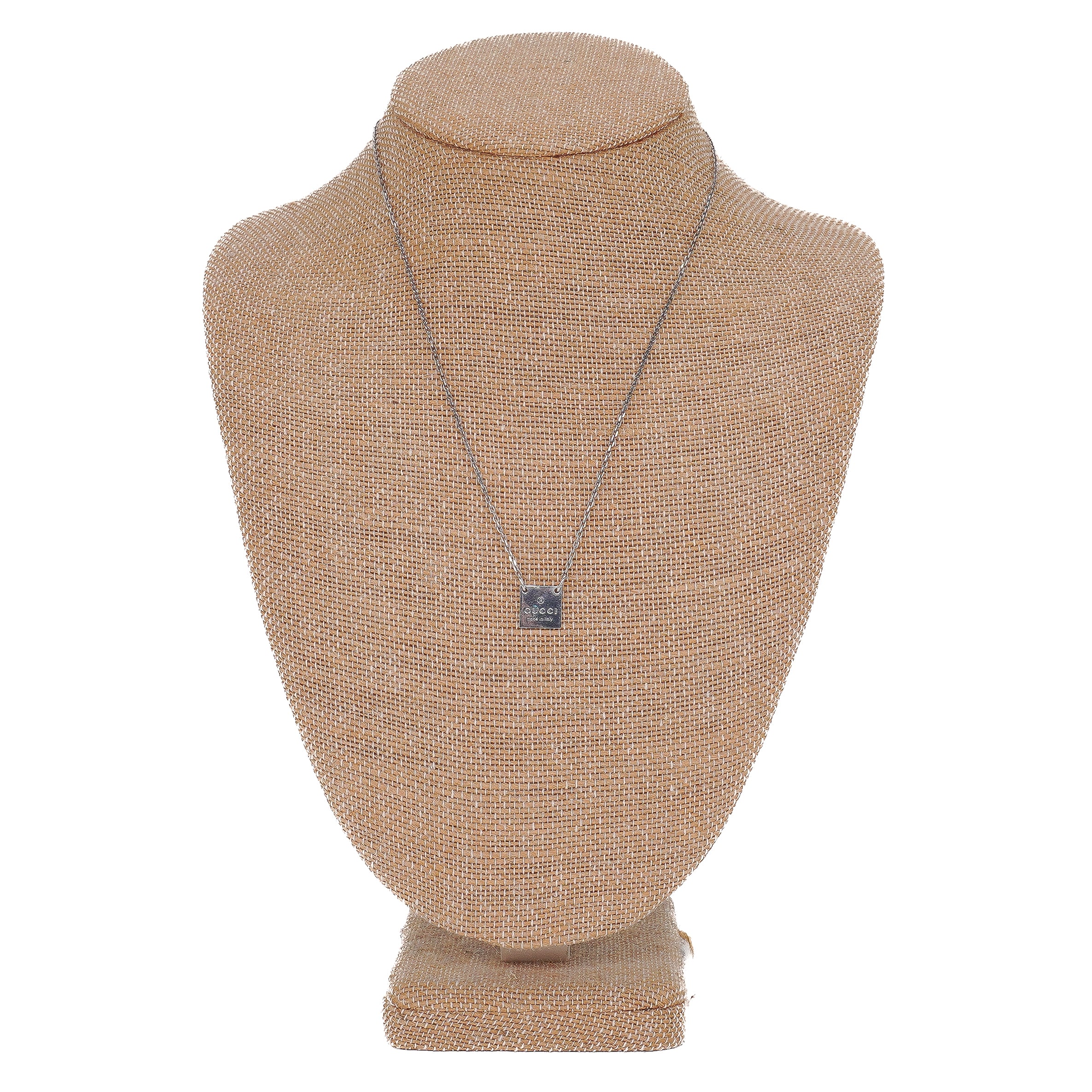 Gucci Sterling Silver Square Pendant Necklace