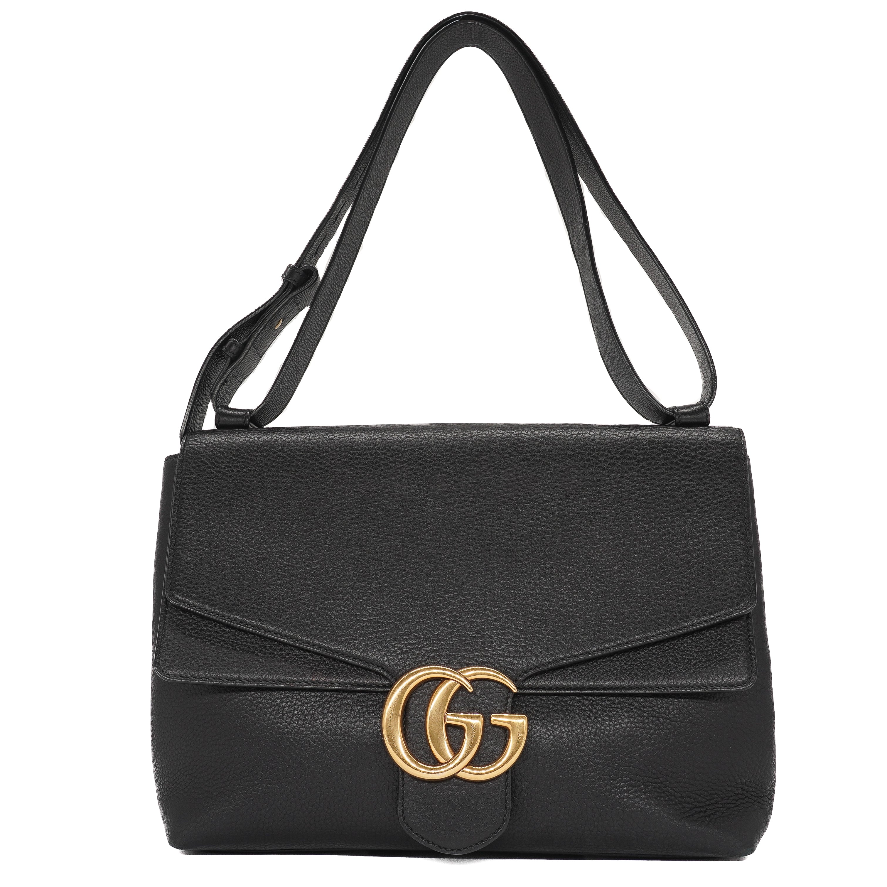 Gucci Pebbled Calfskin GG Marmont Large Flap Bag