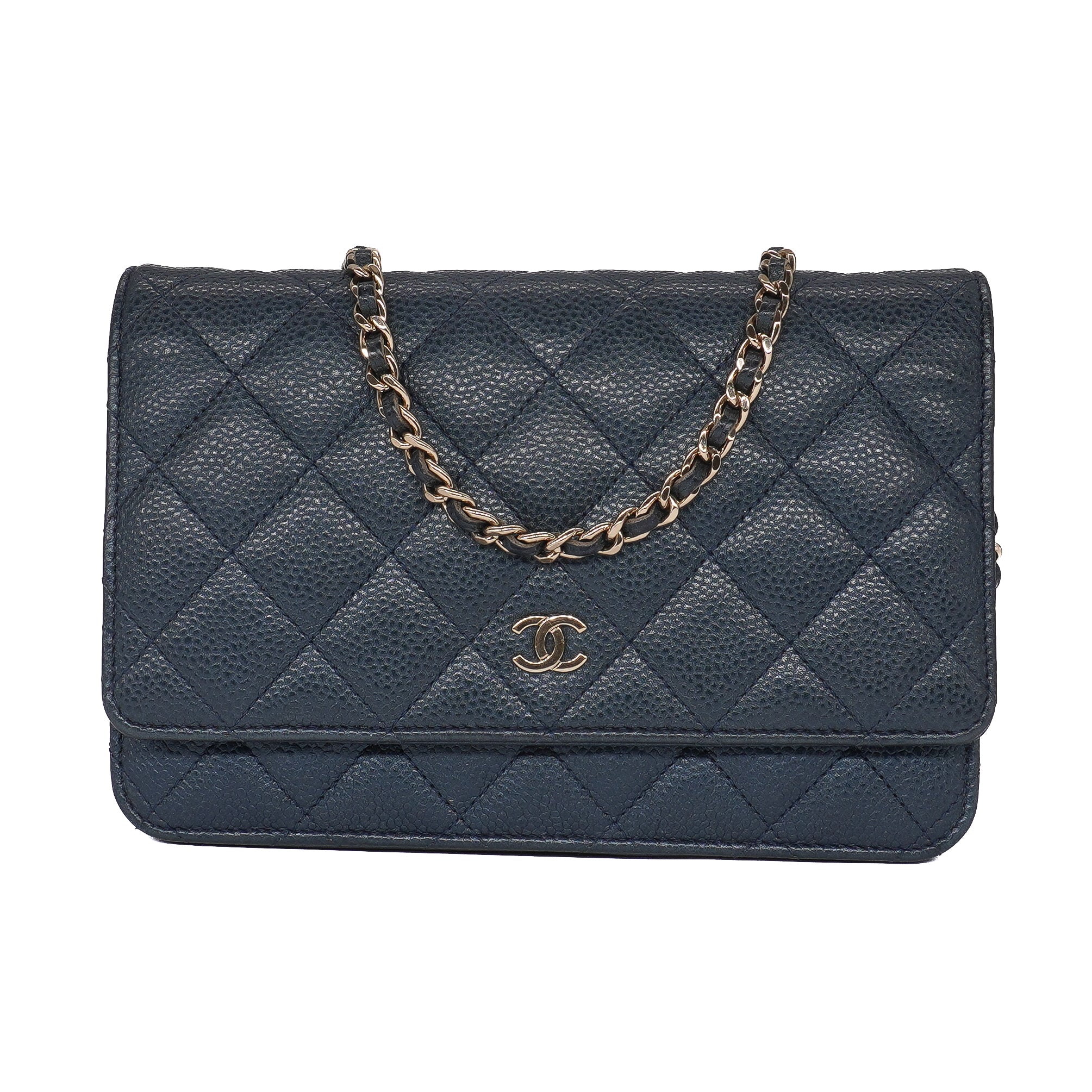 Chanel Blue Quilted Caviar WOC