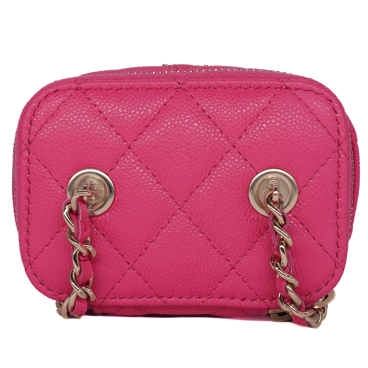 Chanel Mini Vanity Case with Chain Caviar Leather Pink