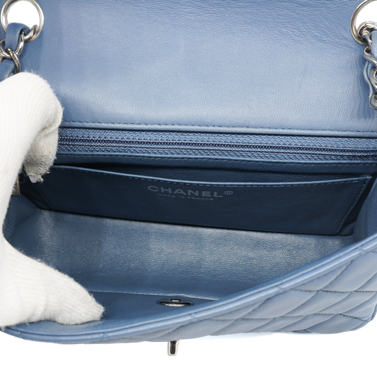 Chanel Mini Rectangular Flap Bag Lambskin Slate Blue