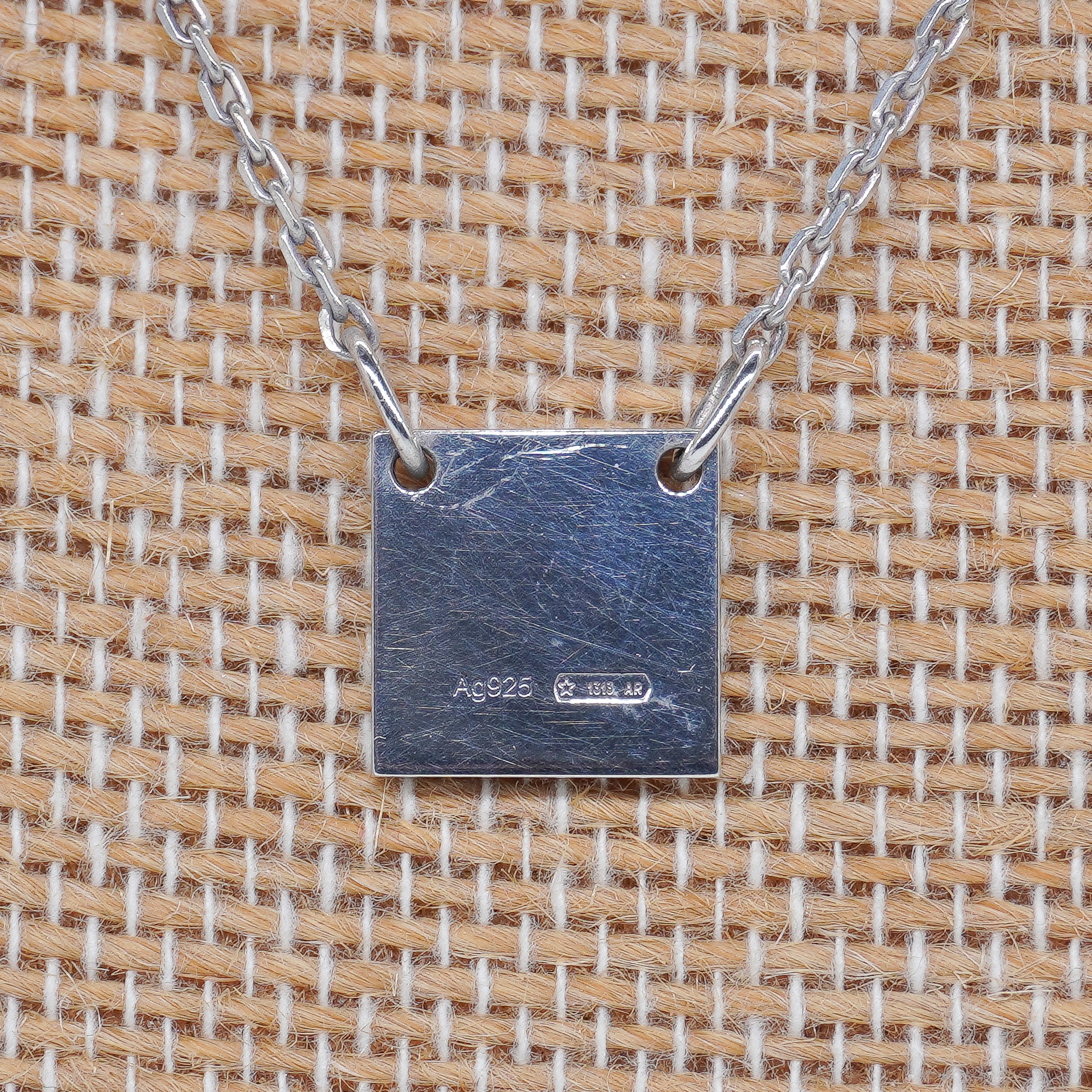 Gucci Sterling Silver Square Pendant Necklace