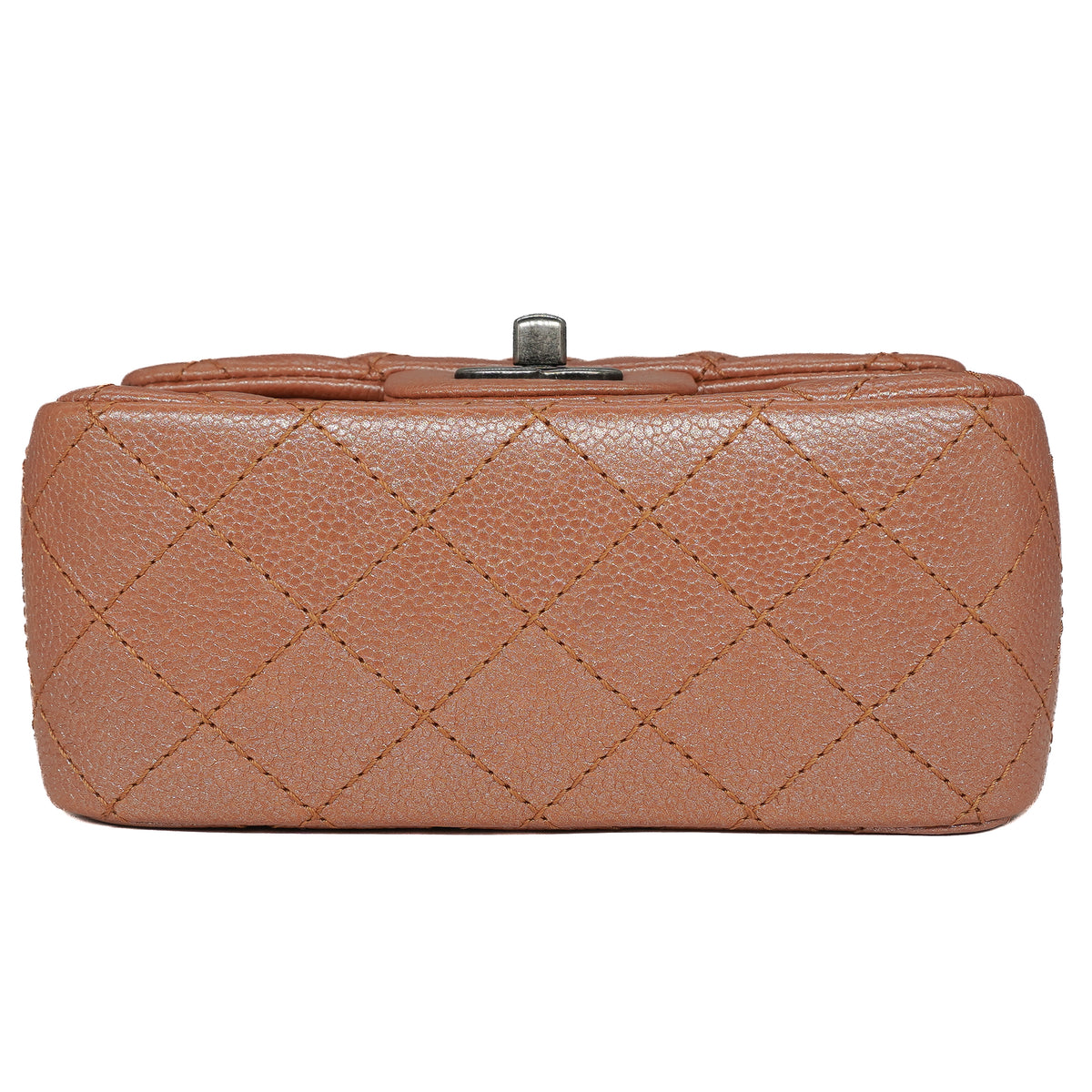Chanel Mini Square Flap Bag Metallic Caviar Copper