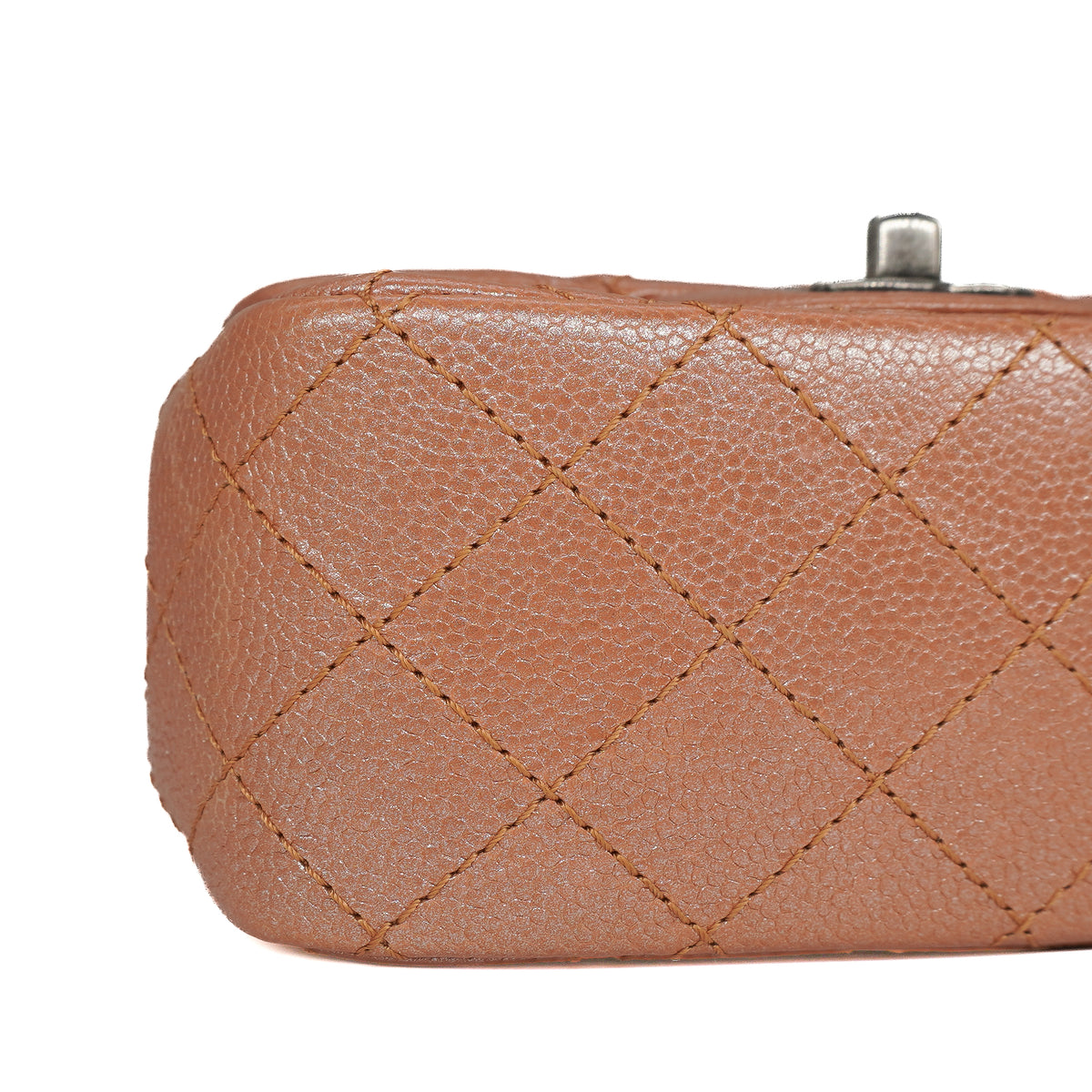 Chanel Mini Square Flap Bag Metallic Caviar Copper