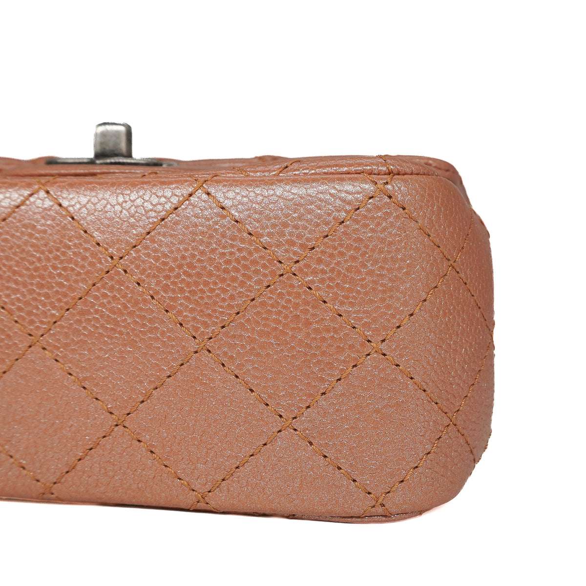 Chanel Mini Square Flap Bag Metallic Caviar Copper