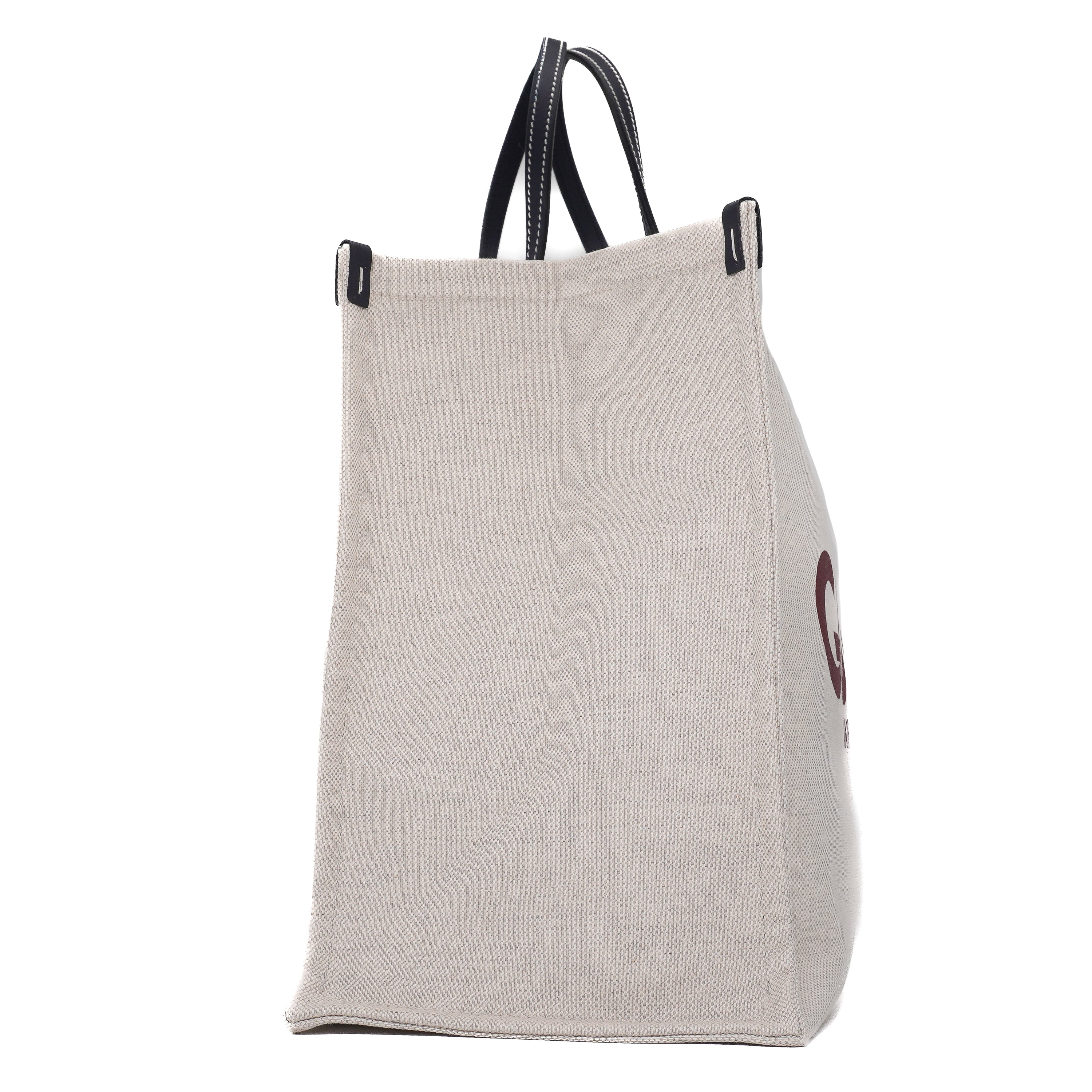Gucci Canvas Calfskin Logo Print Large Tote