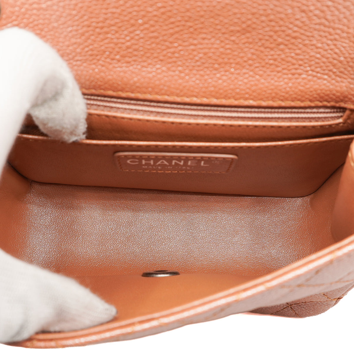 Chanel Mini Square Flap Bag Metallic Caviar Copper