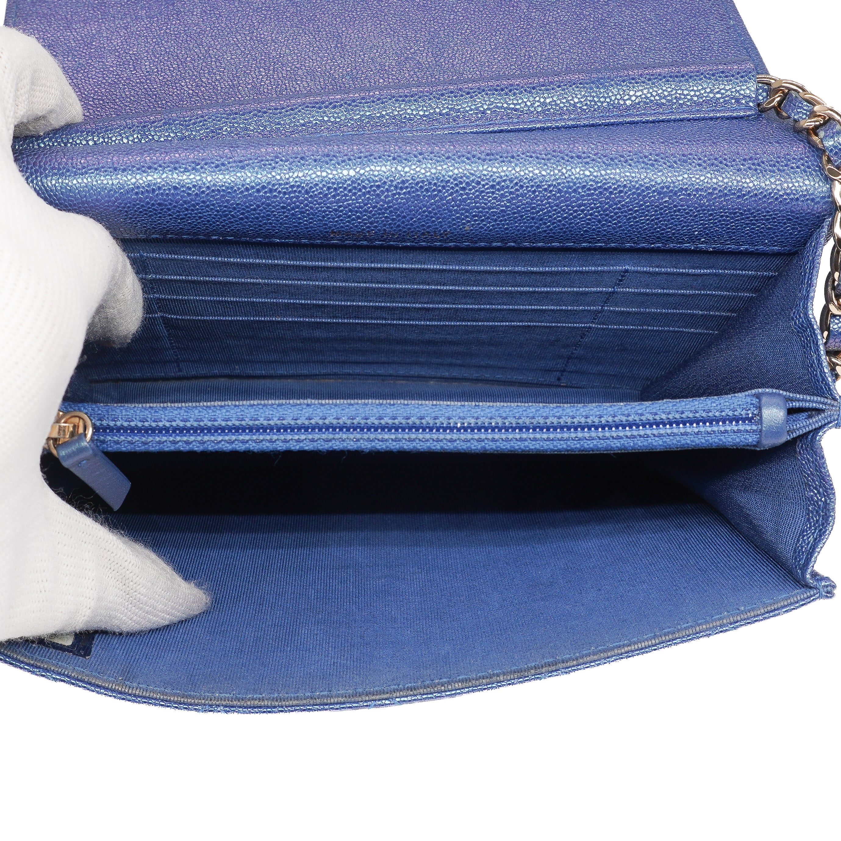 Chanel Iridescent Caviar Quilted Wallet On Chain