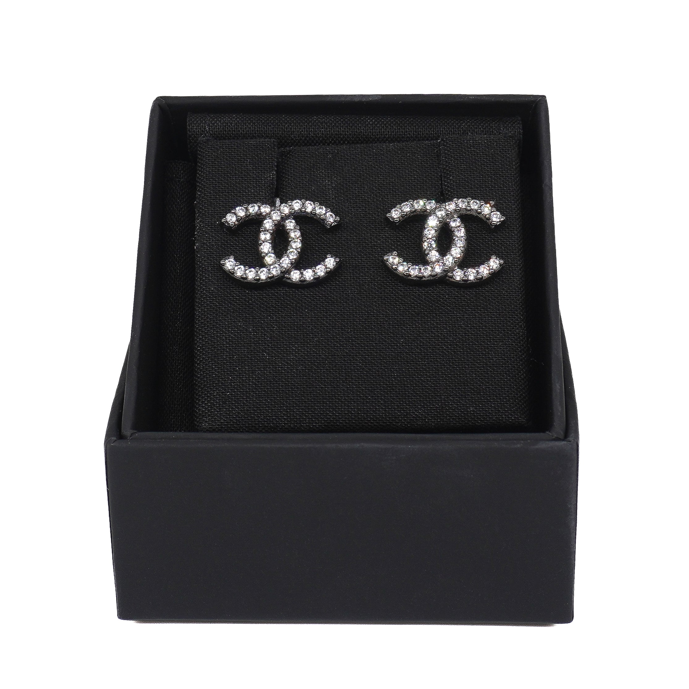 Chanel Crystal CC Large Stud Earrings