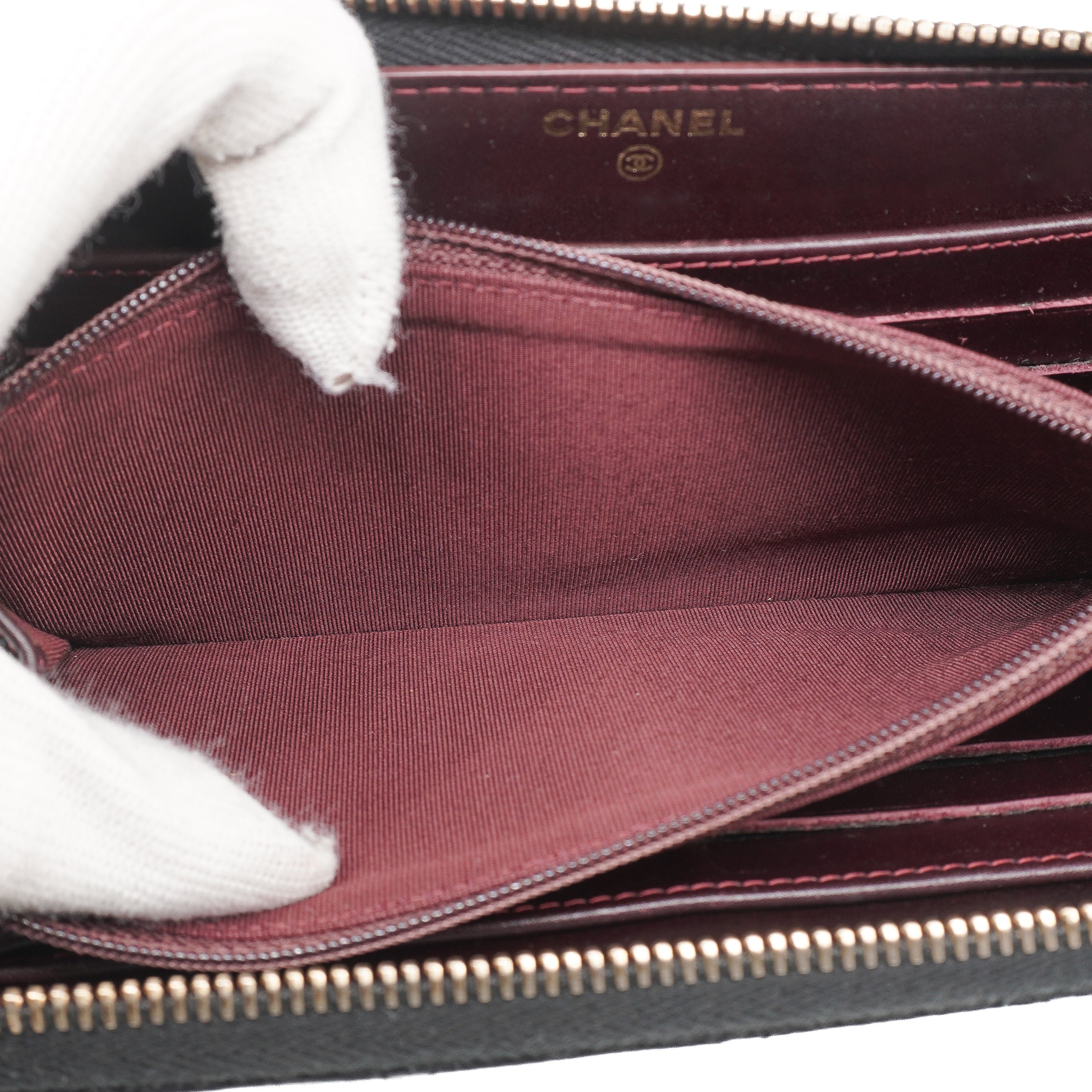 Chanel Large Gusset Zip Around Wallet