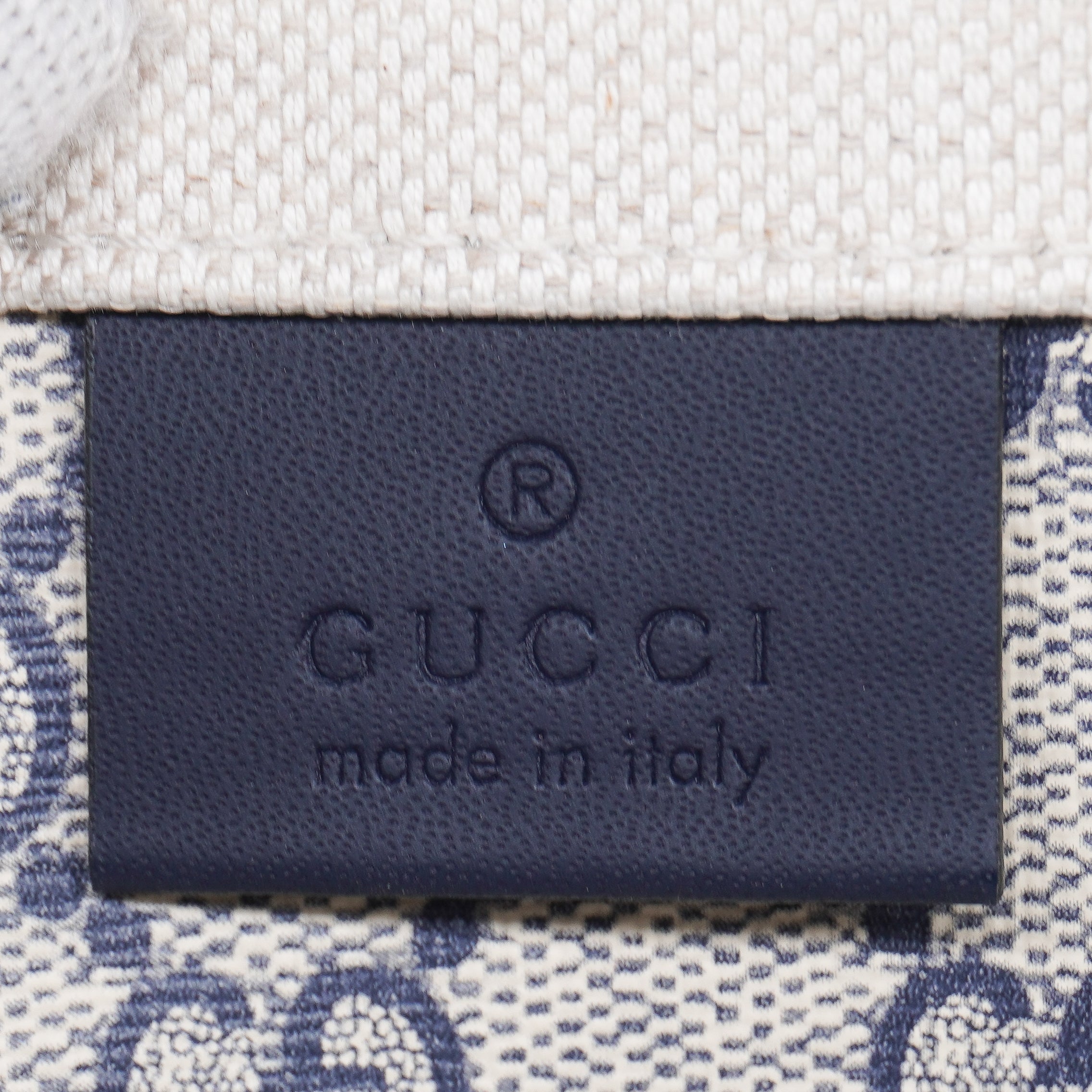 Gucci Canvas Calfskin Logo Print Large Tote