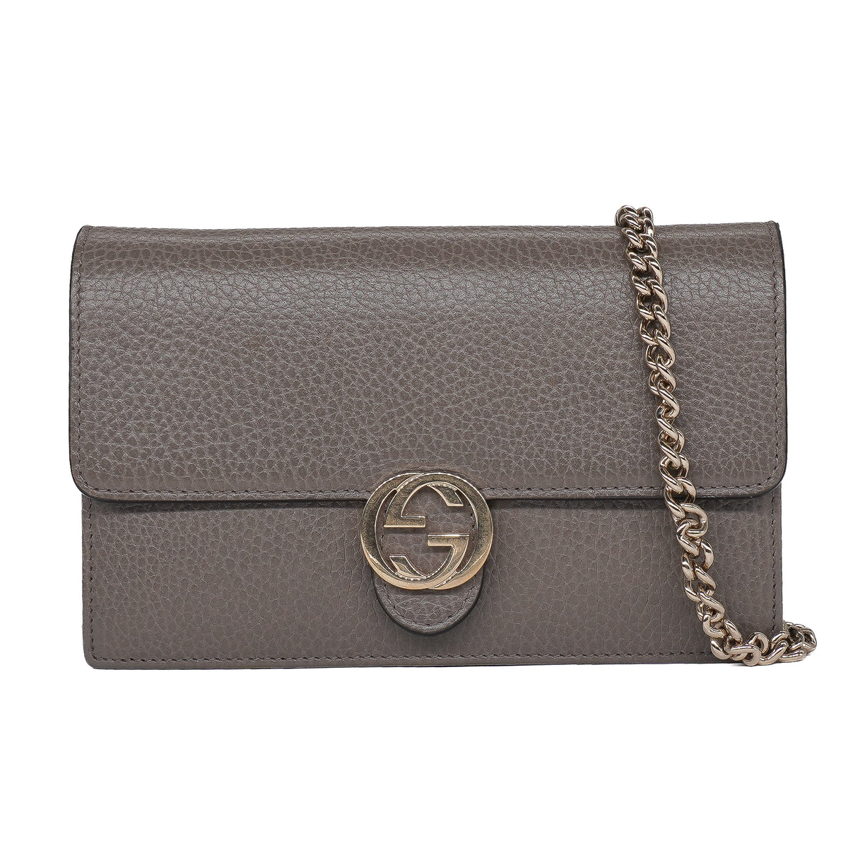 Gucci Grey Calfskin Interlocking G Chain Wallet