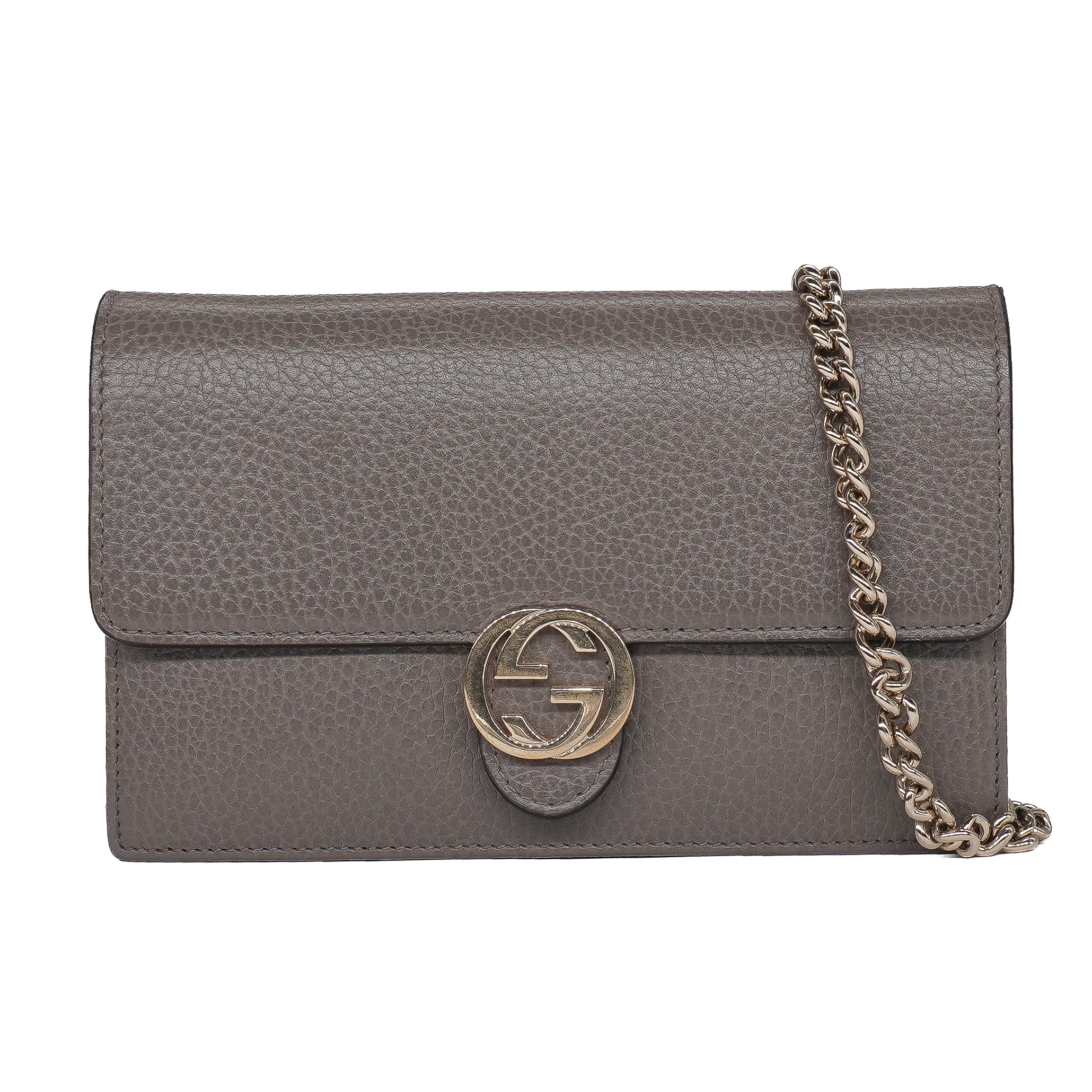 Gucci Grey Calfskin Interlocking G Chain Wallet