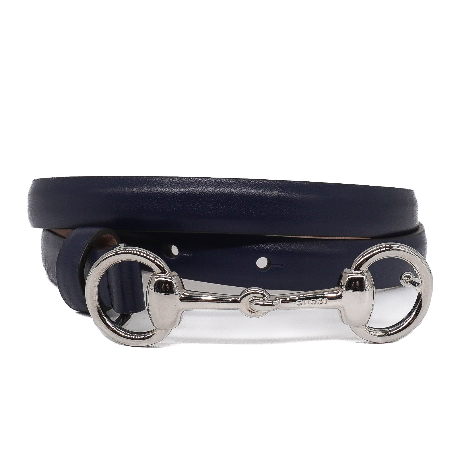 Gucci calfskin Horsebit Skinny Belt