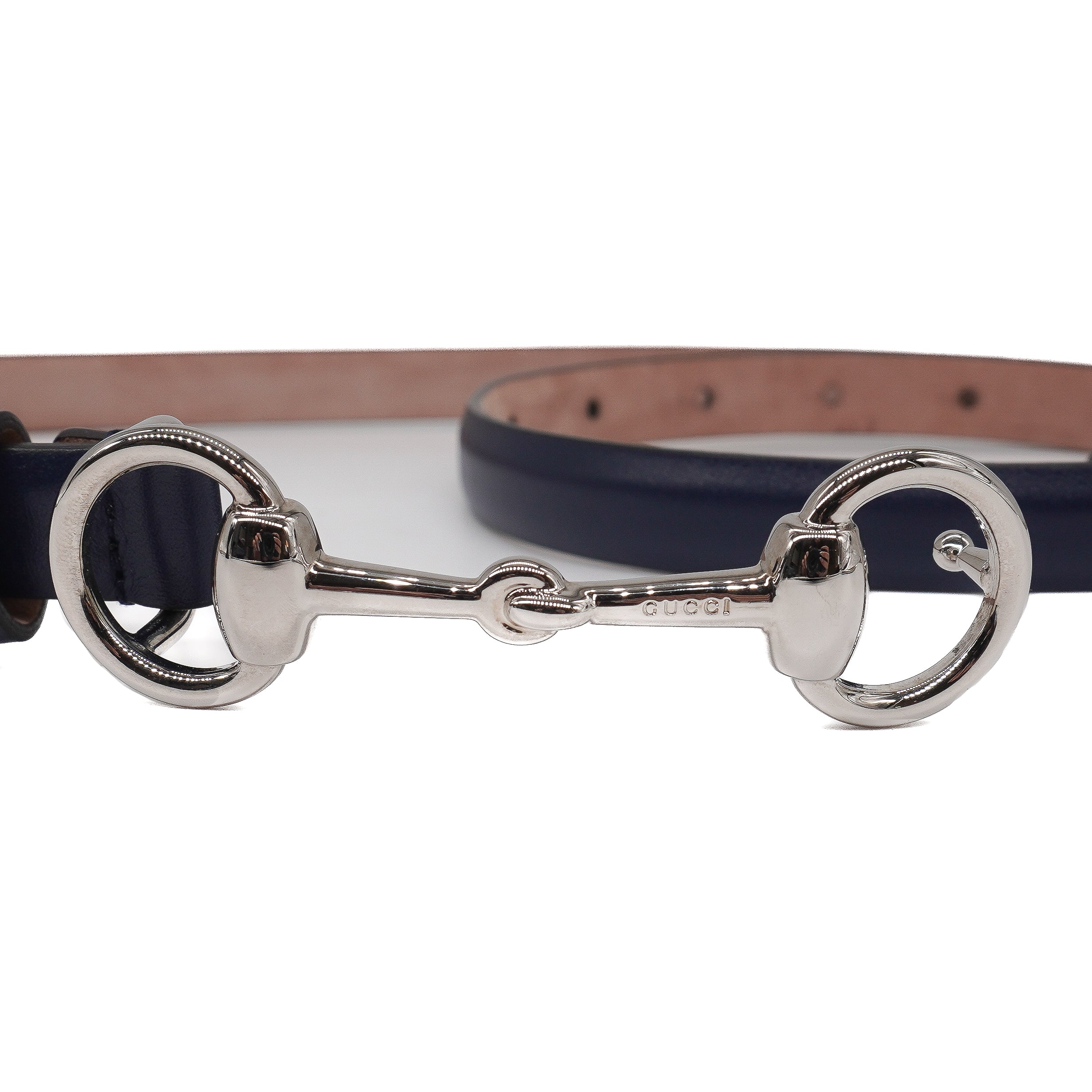 Gucci calfskin Horsebit Skinny Belt