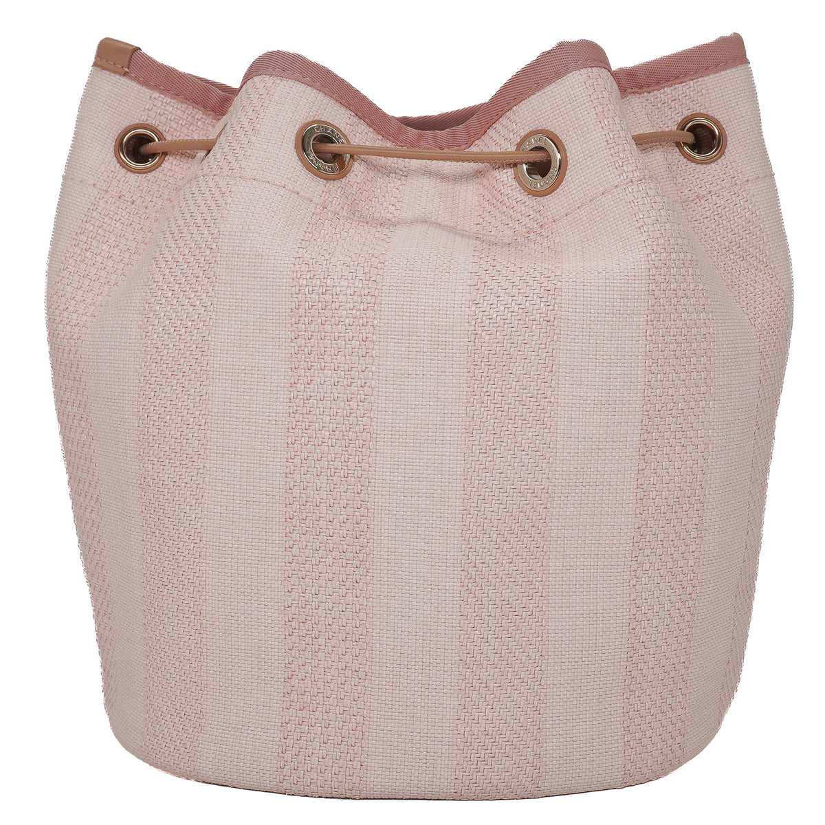 Chanel Deauville Drawstring Bucket Bag Canvas Pink