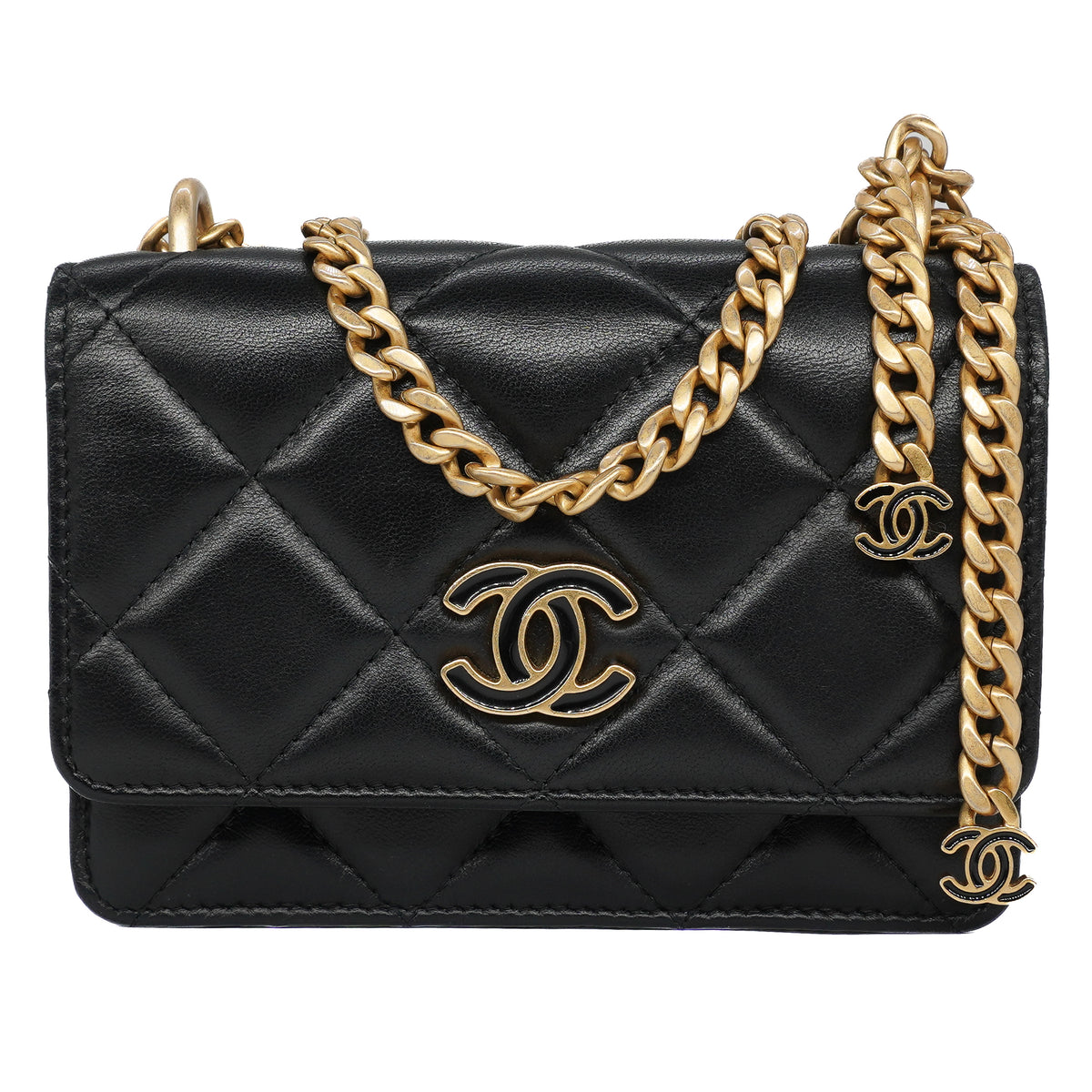 Chanel Enamel CC Clutch with Chain Lambskin