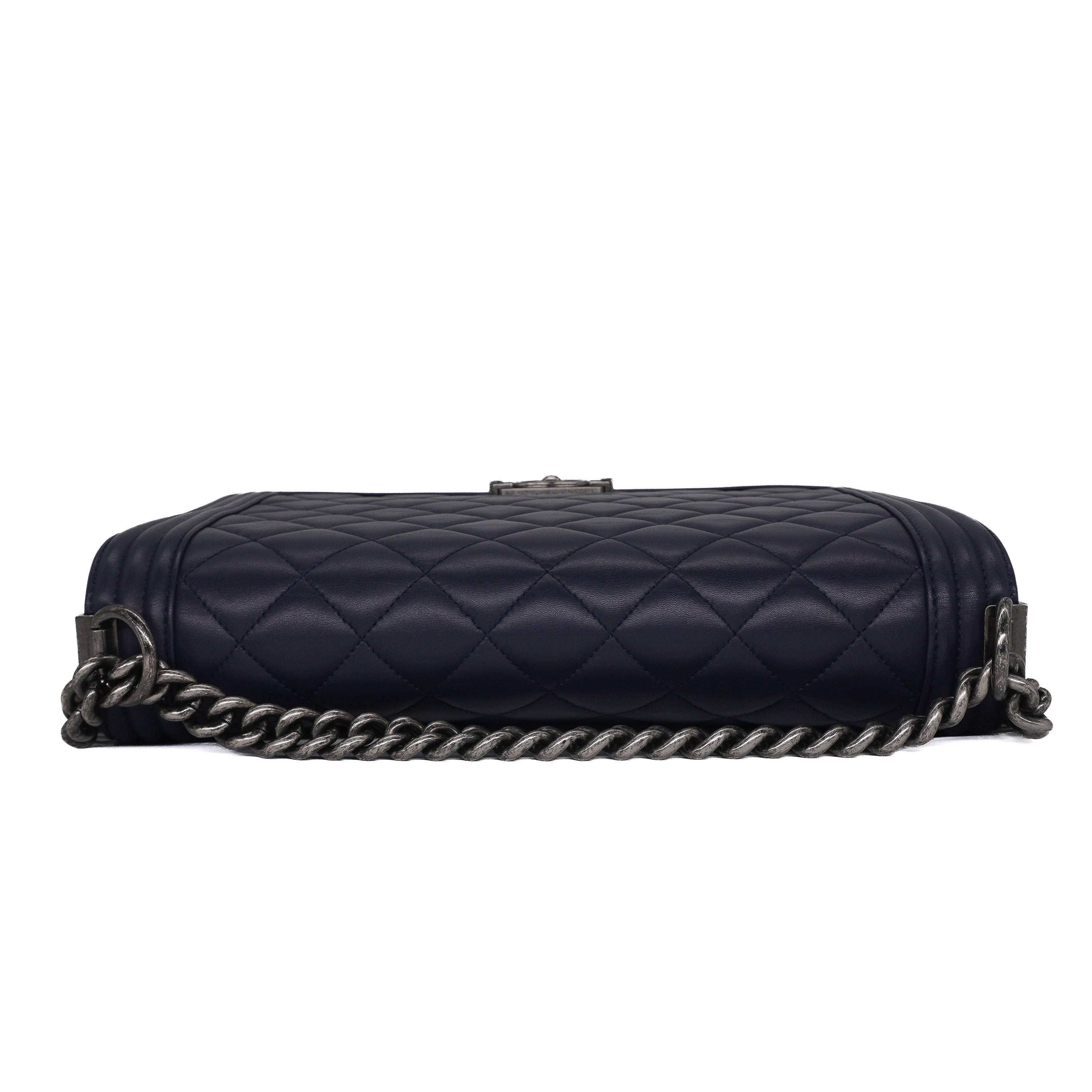 Chanel Navy Lambskin Large Boy Bag