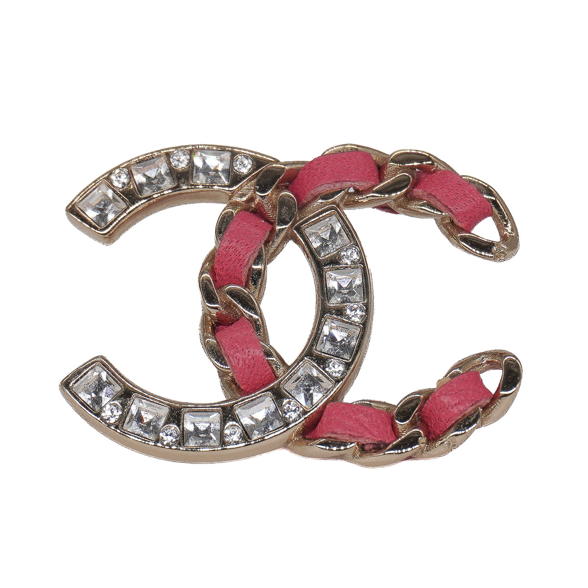 Chanel Baguette Crystal CC Chain Earrings Lambskin Pink