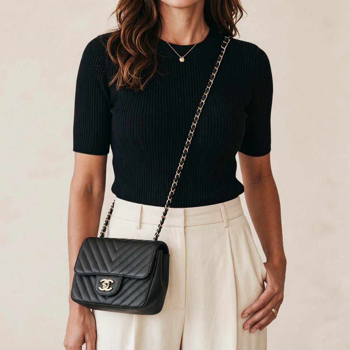 Chanel Mini Square Flap Caviar Black