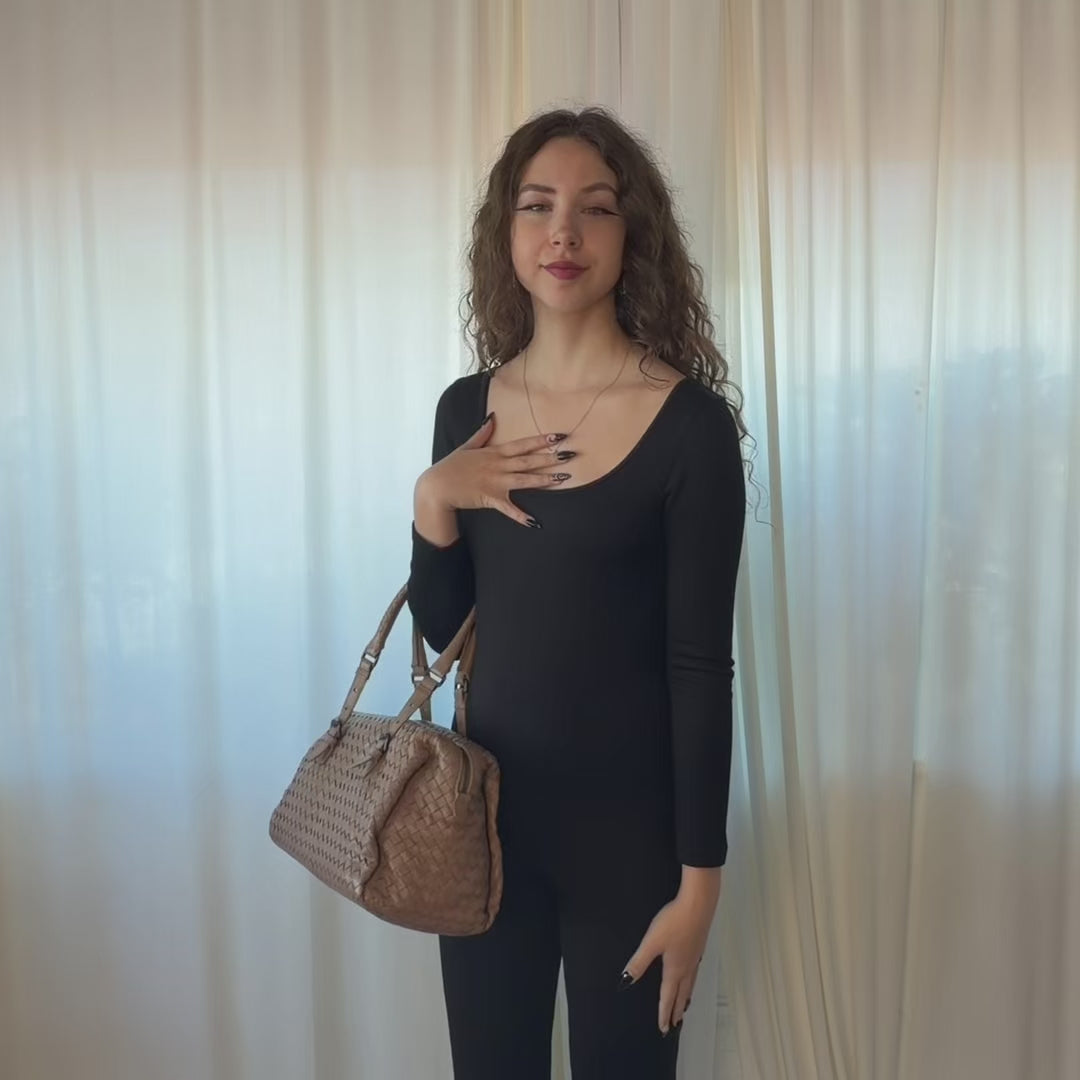 Bottega Veneta Boston Zip Bag Intrecciato