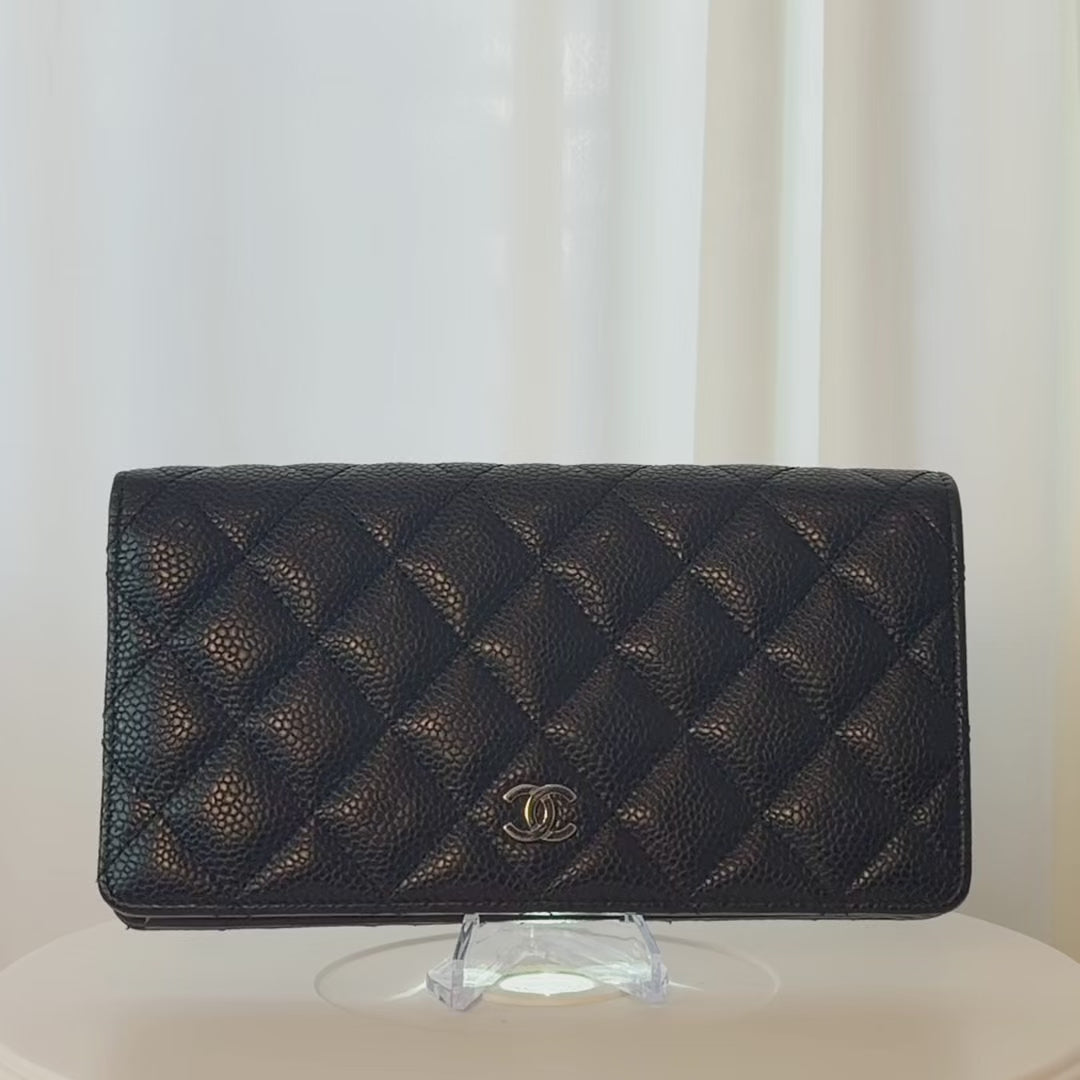 Chanel Yen Wallet Quilted Caviar Black
