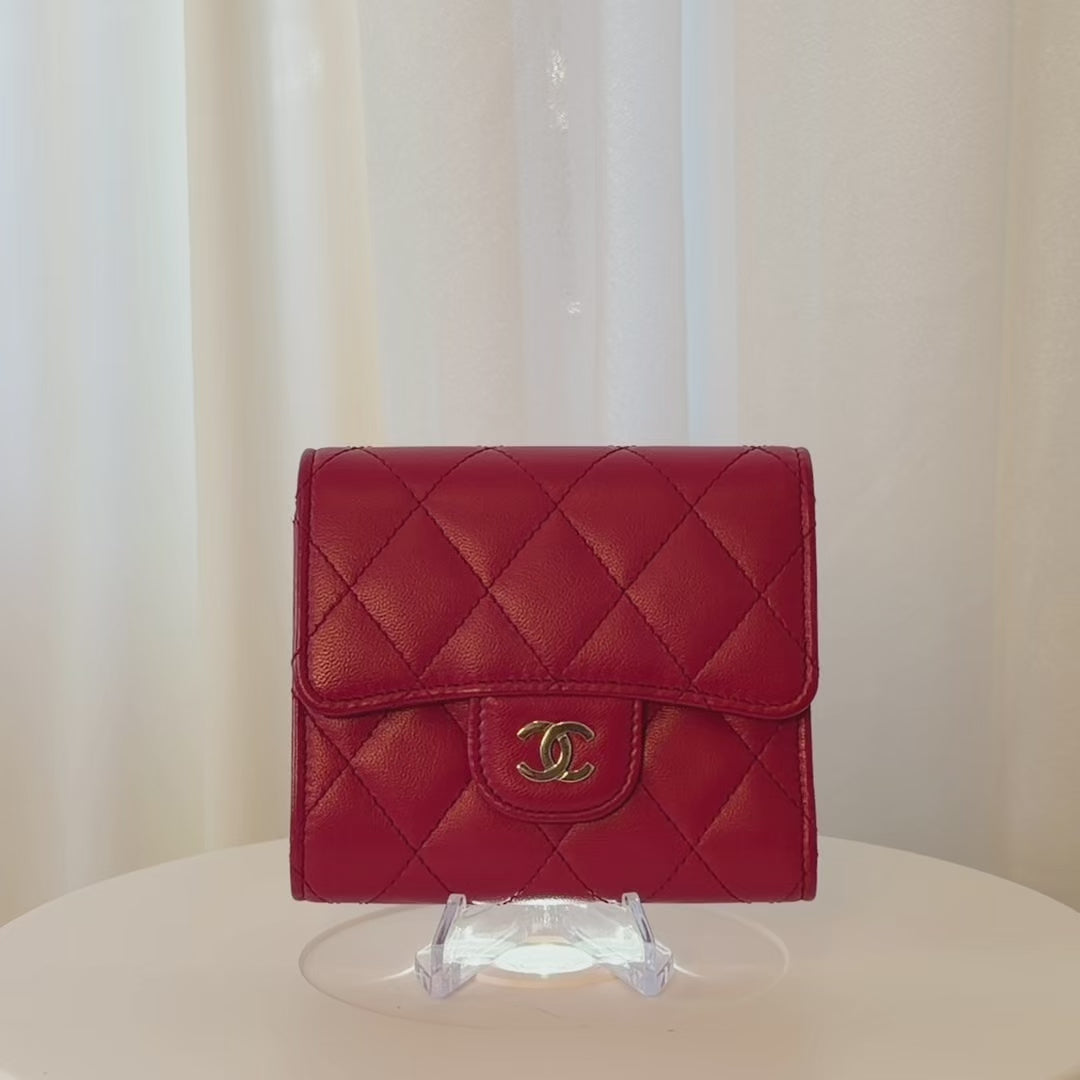 Chanel Flap Card Holder Caviar Red