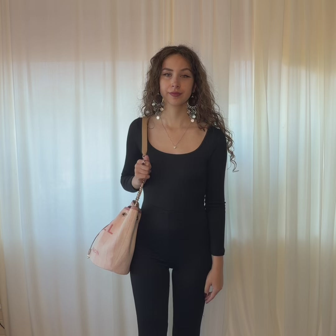 Chanel Deauville Drawstring Bucket Bag Canvas Pink