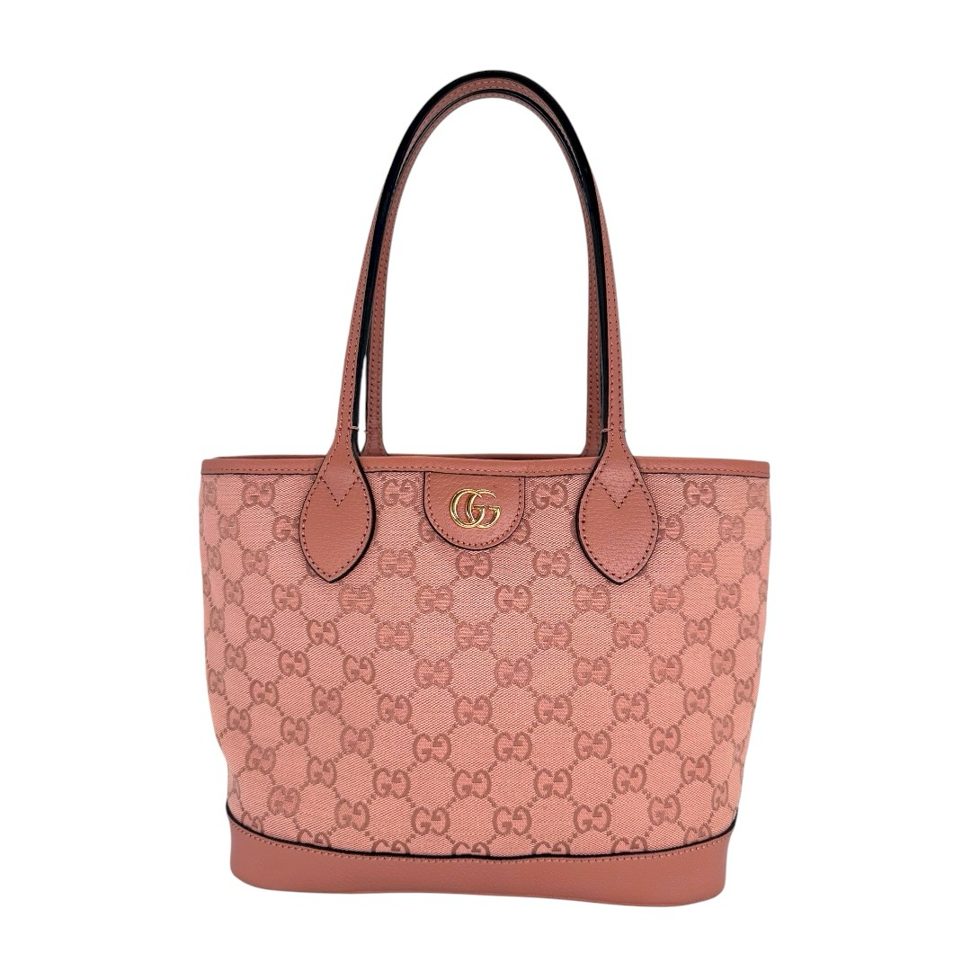 Gucci Pink Canvas Ophidia Top Handle Tote