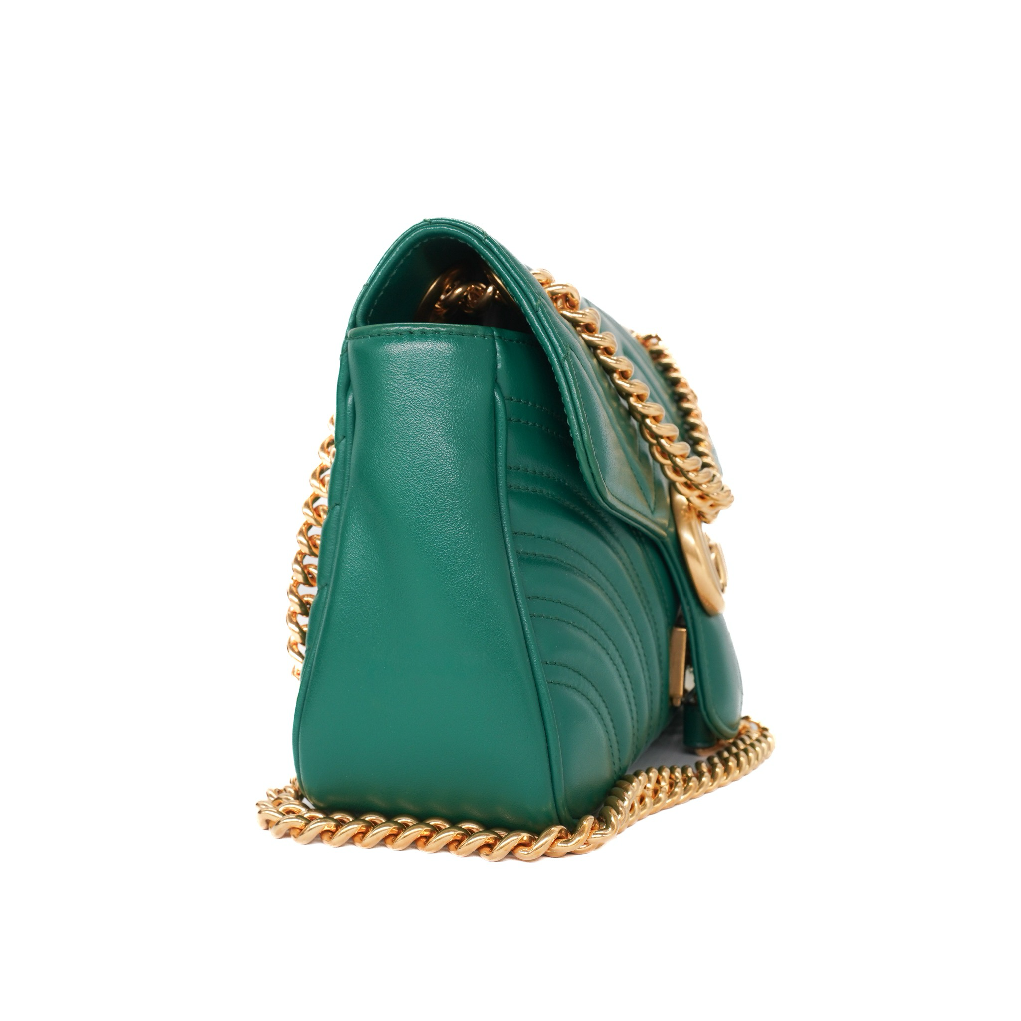Gucci Emerald Green Calfskin Matelasse Medium GG Marmont Shoulder Bag
